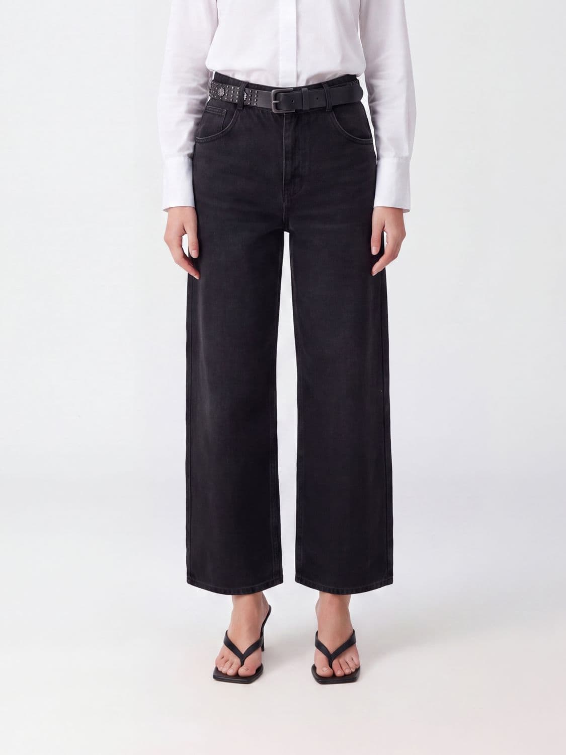 Liu Jo High-Waisted Wide-Leg Jeans in Cotton Denim with Adjustable Belt