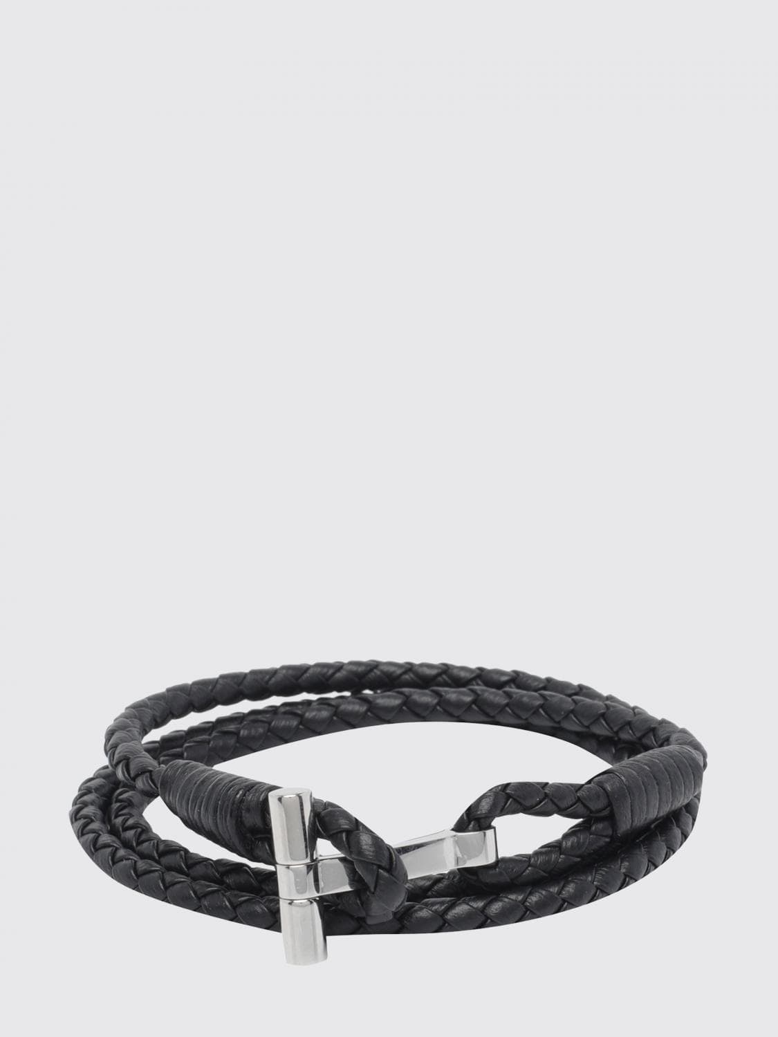 Tom Ford Multi-Strand Woven Leather Bracelet with T-Hook Clasp