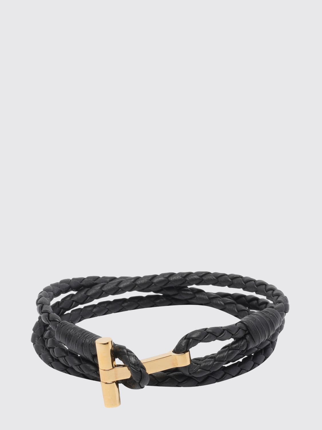 Tom Ford Multi-Strand Woven Leather Bracelet with T-Hook Clasp