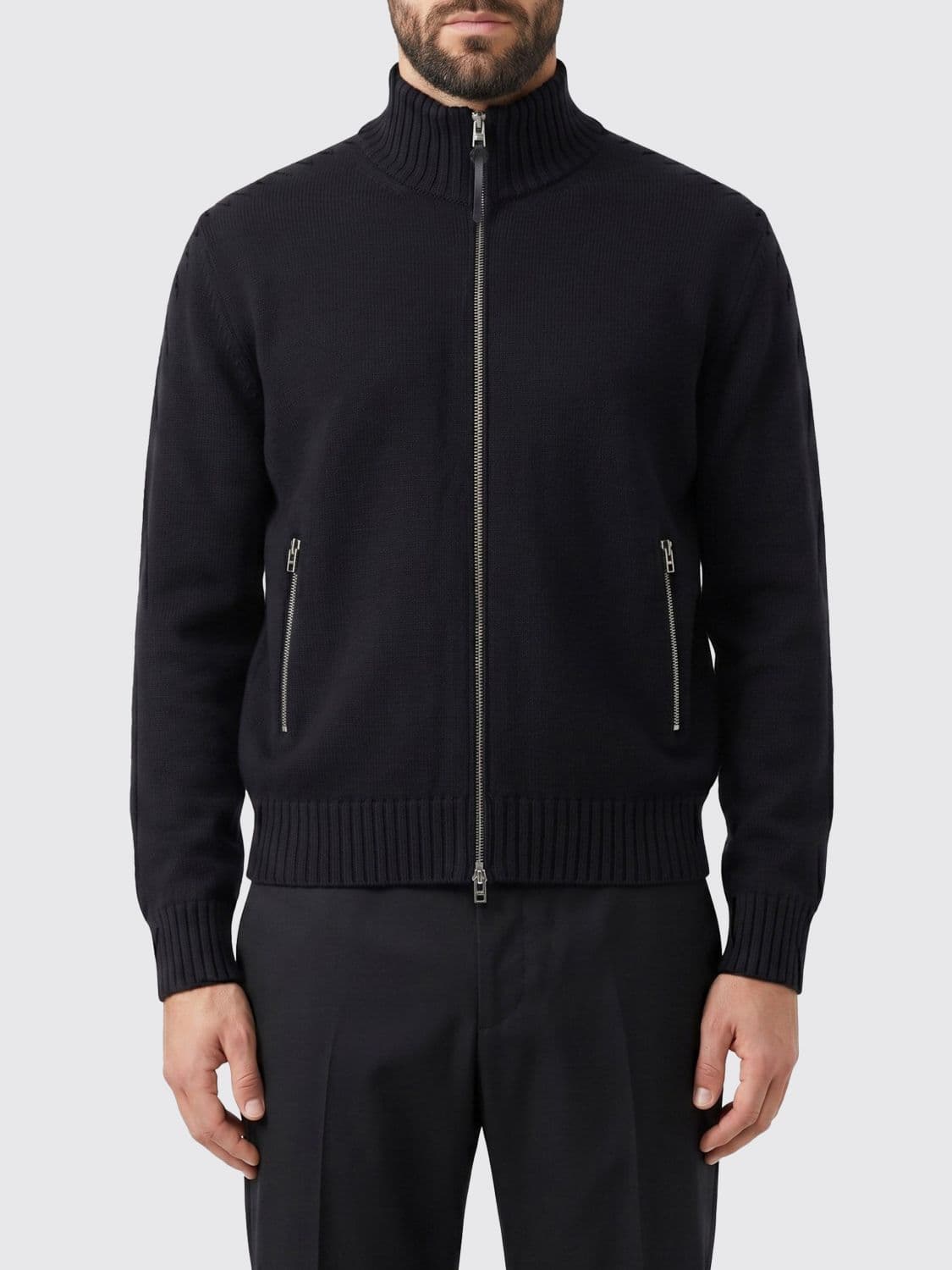Tom Ford High-Neck Full-Zip Jumper in 100% Virgin Wool with Pockets