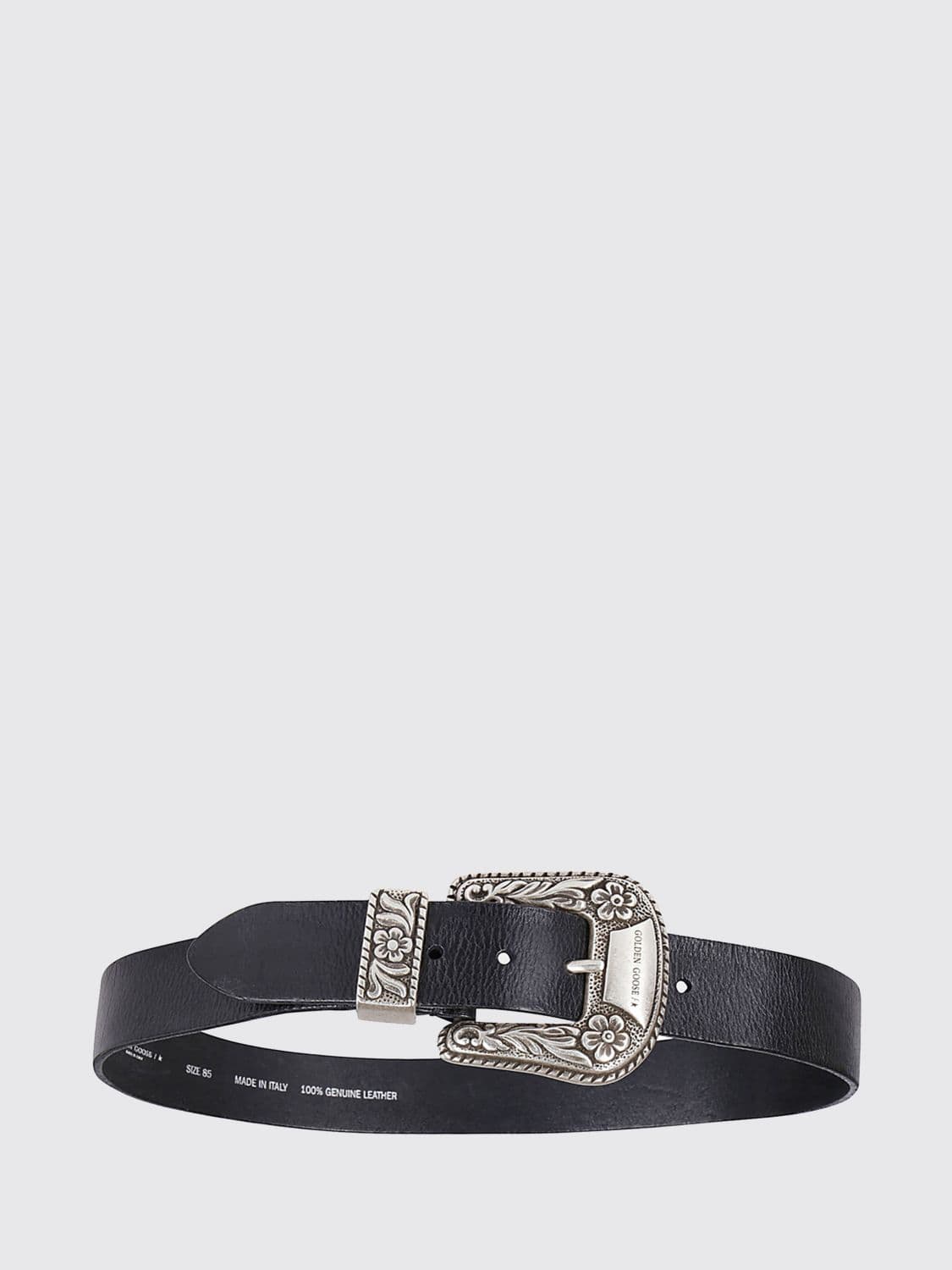 Golden Goose Adjustable Cowhide Leather Belt with Pin Buckle