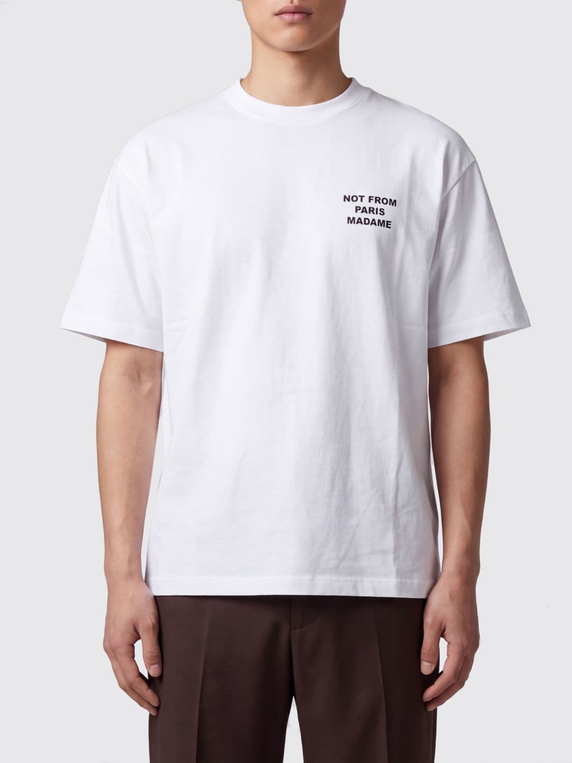 Drôle De Monsieur Cotton T-shirt with Logo Print and Dropped Shoulders