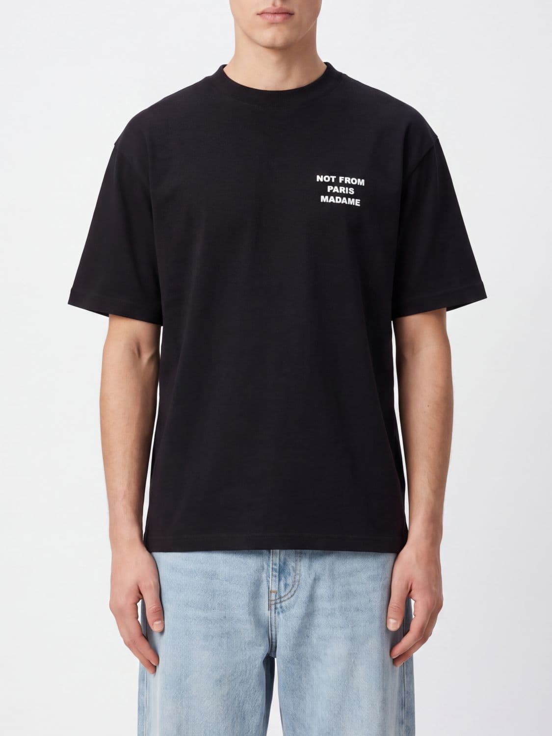Drôle De Monsieur Cotton T-shirt with Logo Print and Dropped Shoulders