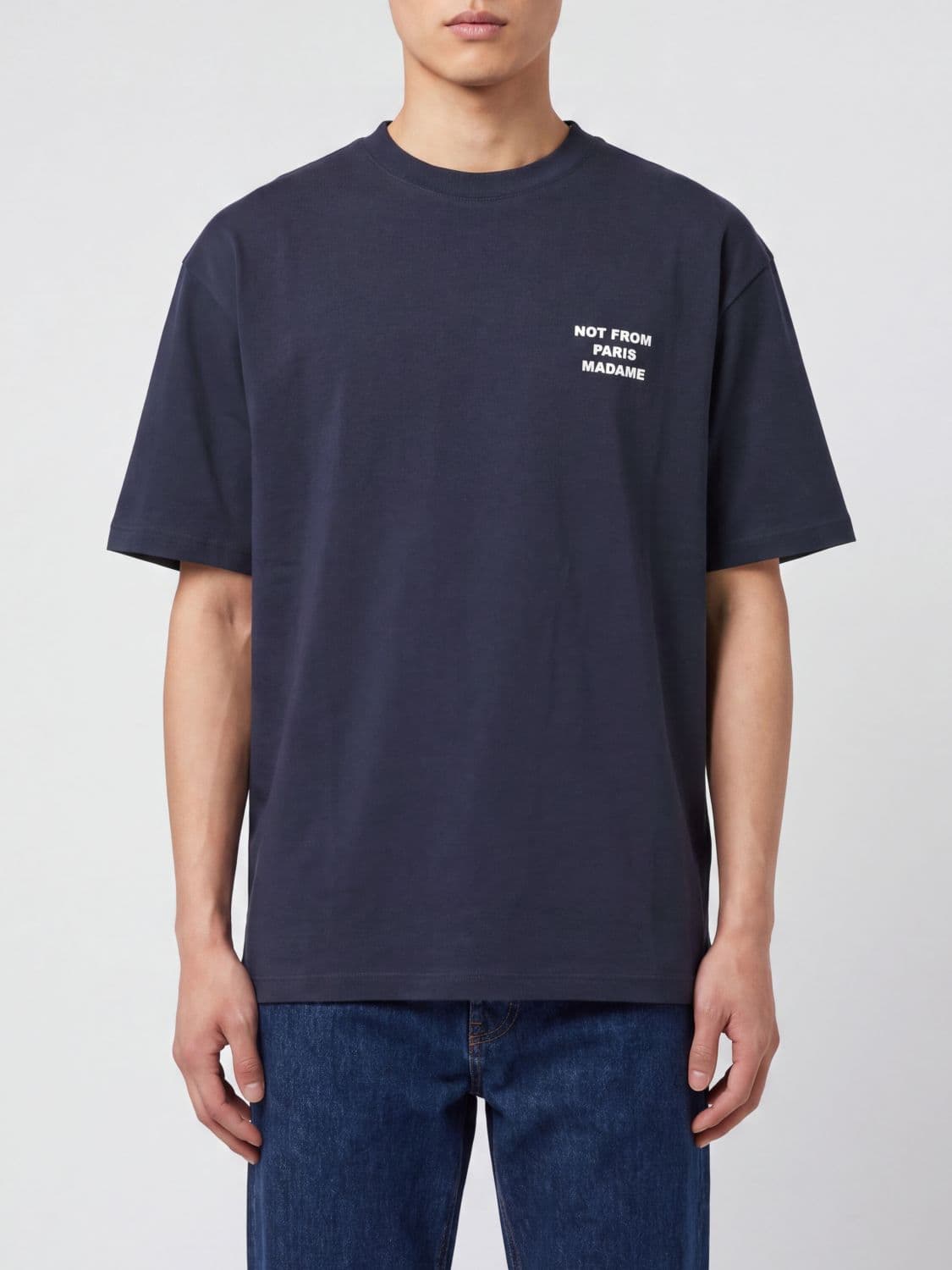 Drôle De Monsieur Cotton T-shirt with Logo Print and Dropped Shoulders