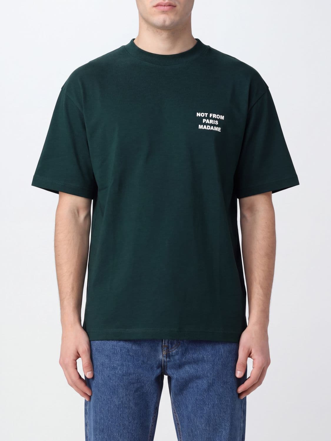 Drôle De Monsieur Cotton T-shirt with Logo Print and Dropped Shoulders