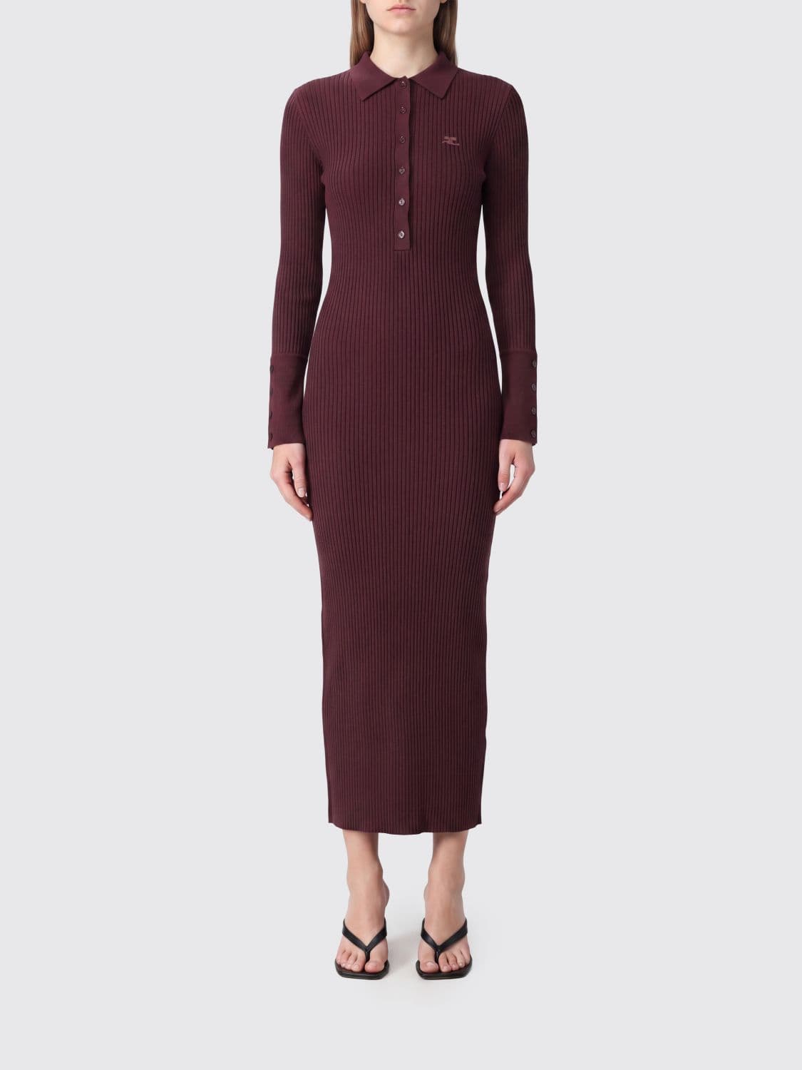 Courrèges Ribbed-Knit Slim-Fit Midi Polo Dress in Viscose Blend