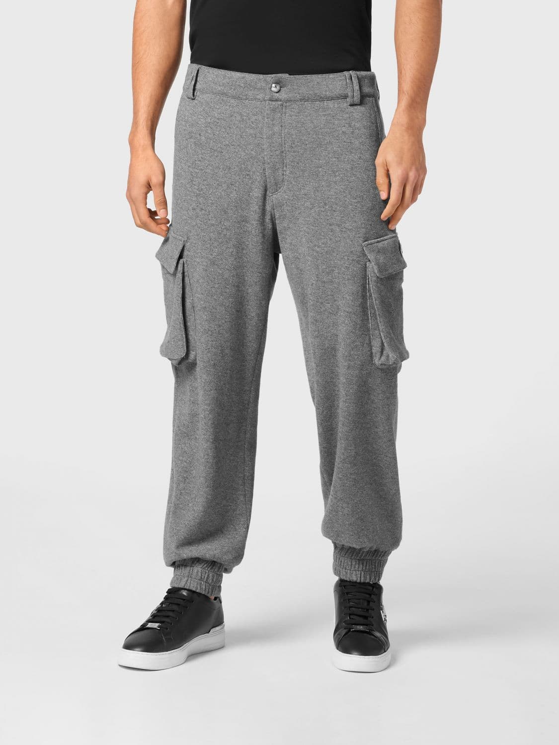Philipp Plein Jersey Cargo Trousers with Side Pockets and Elasticated Cuffs