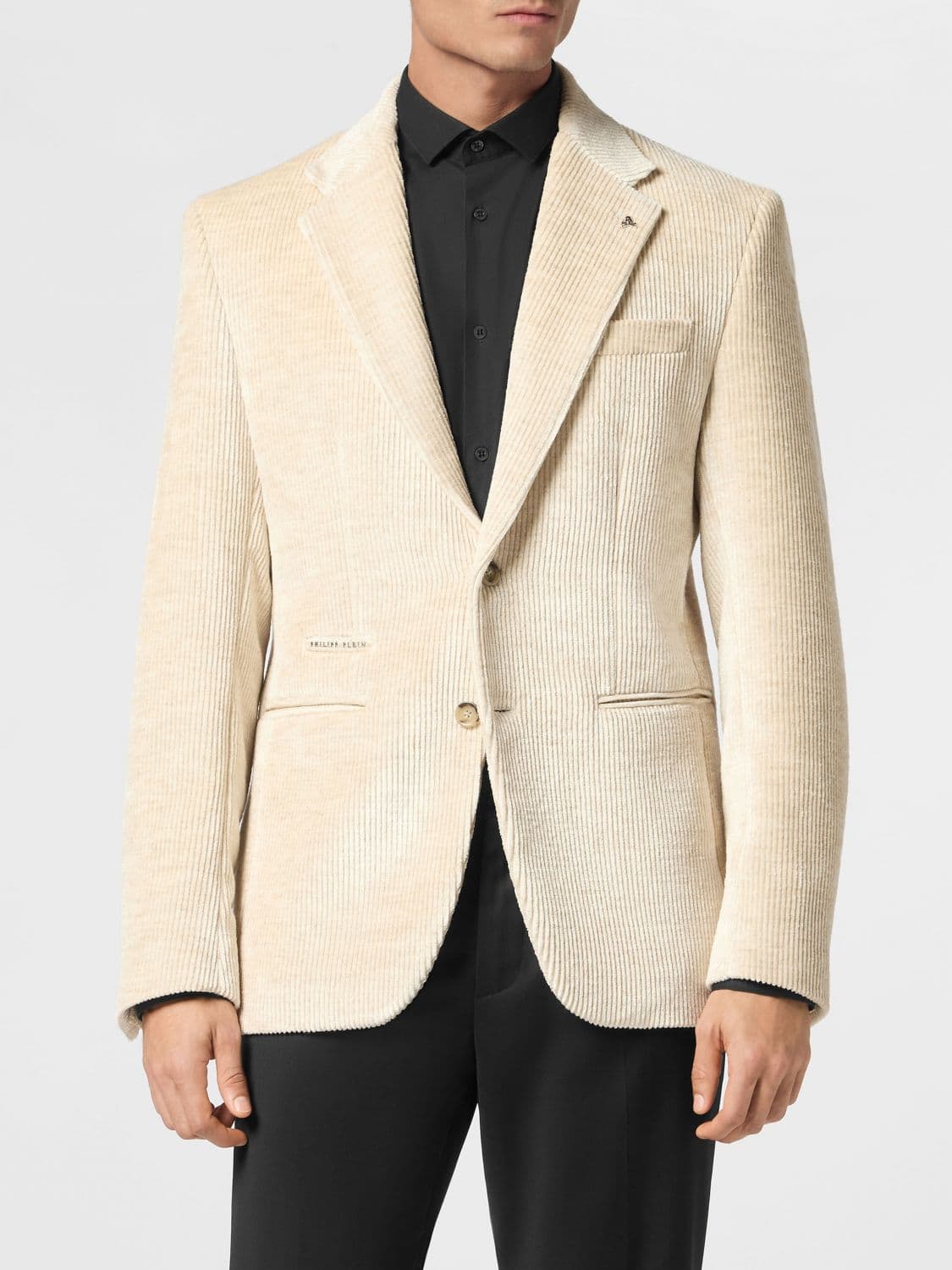 Philipp Plein Single-Breasted Velvet Blazer with Peak Lapels