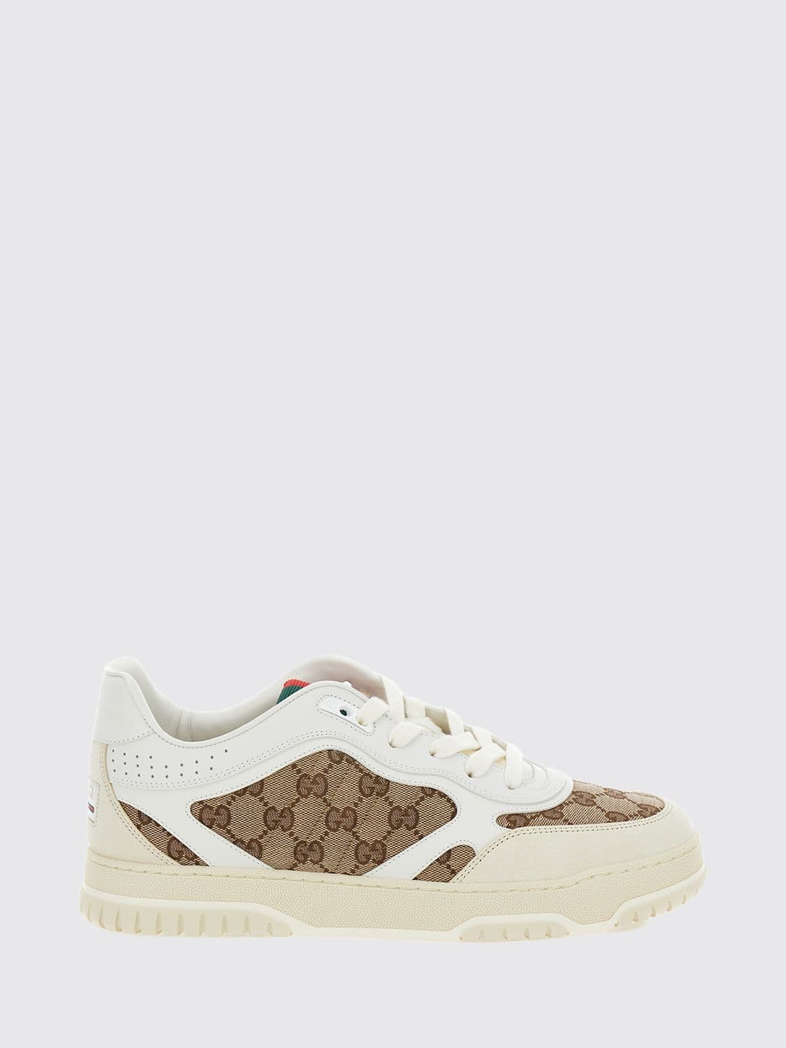 Gucci Re-Web Sneakers in Leather with GG Jacquard Fabric Inserts