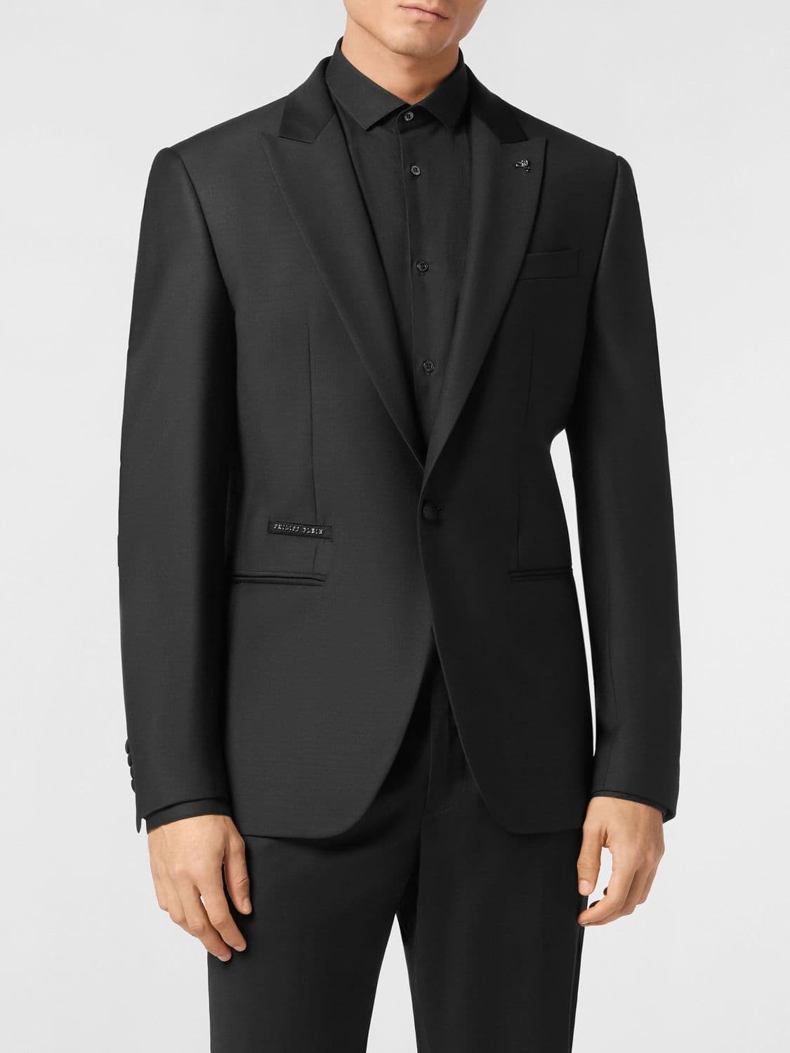 Philipp Plein Single-Breasted Blazer with Graphic Print and Rhinestones