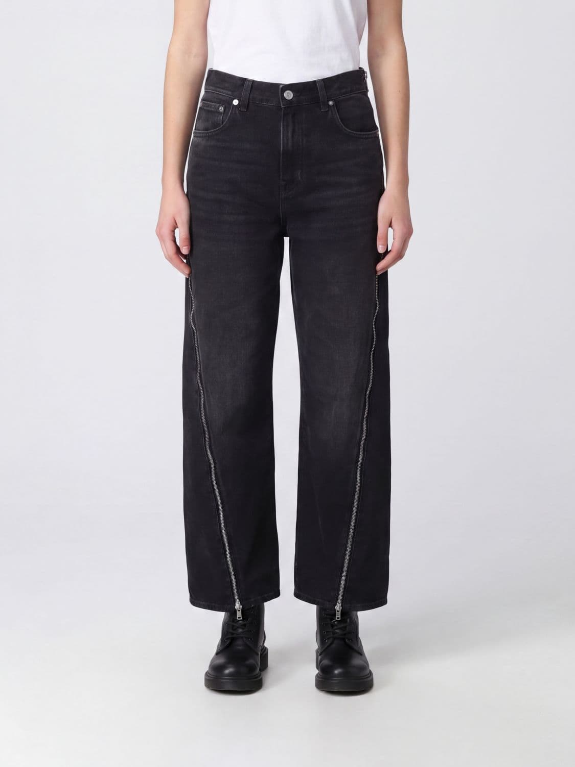 Haikure Bonnie High-Waisted Wide-Leg Jeans in Cotton Denim with Zip Details
