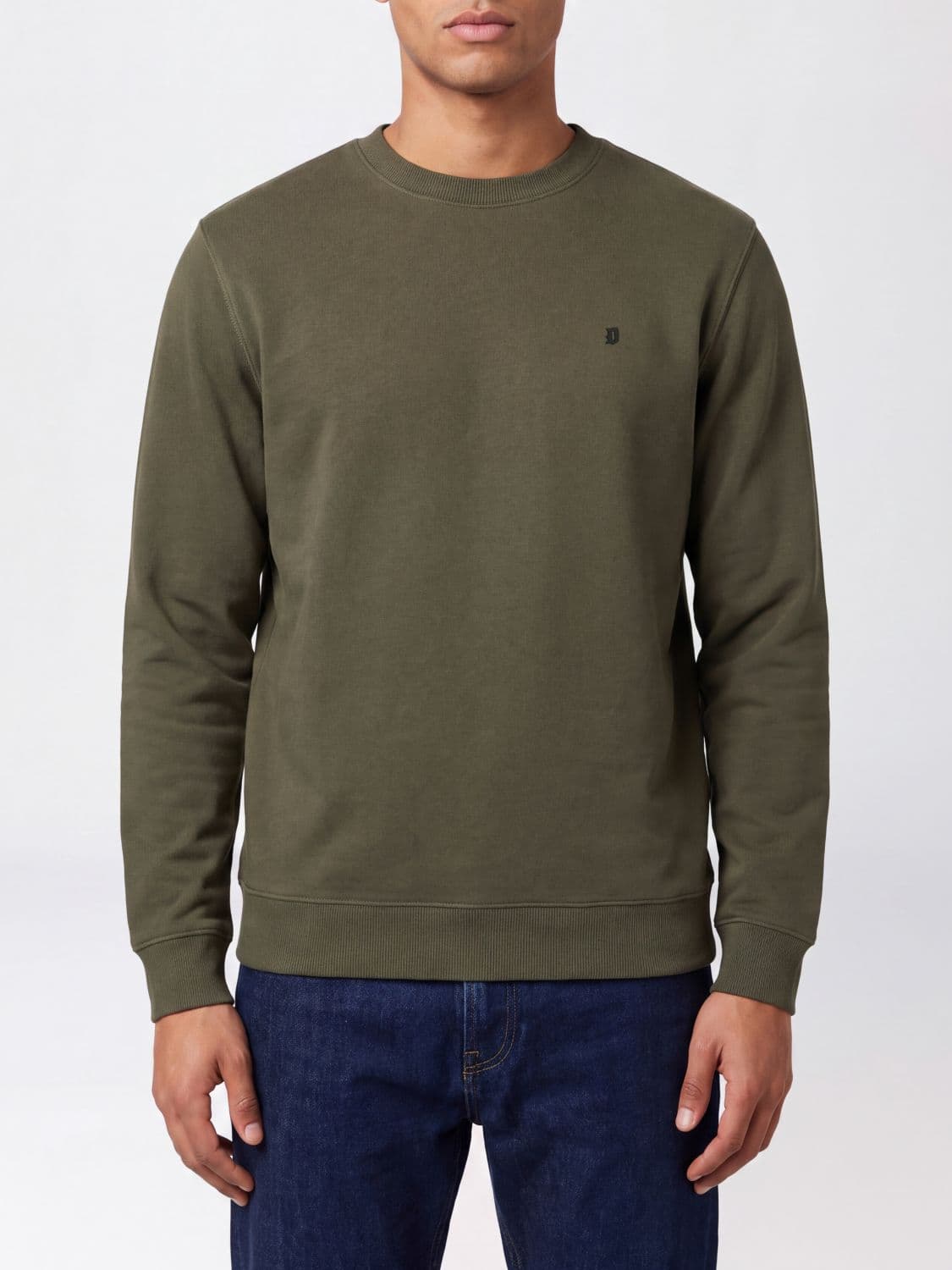 Dondup Cotton Crewneck Jumper with Contrast Logo