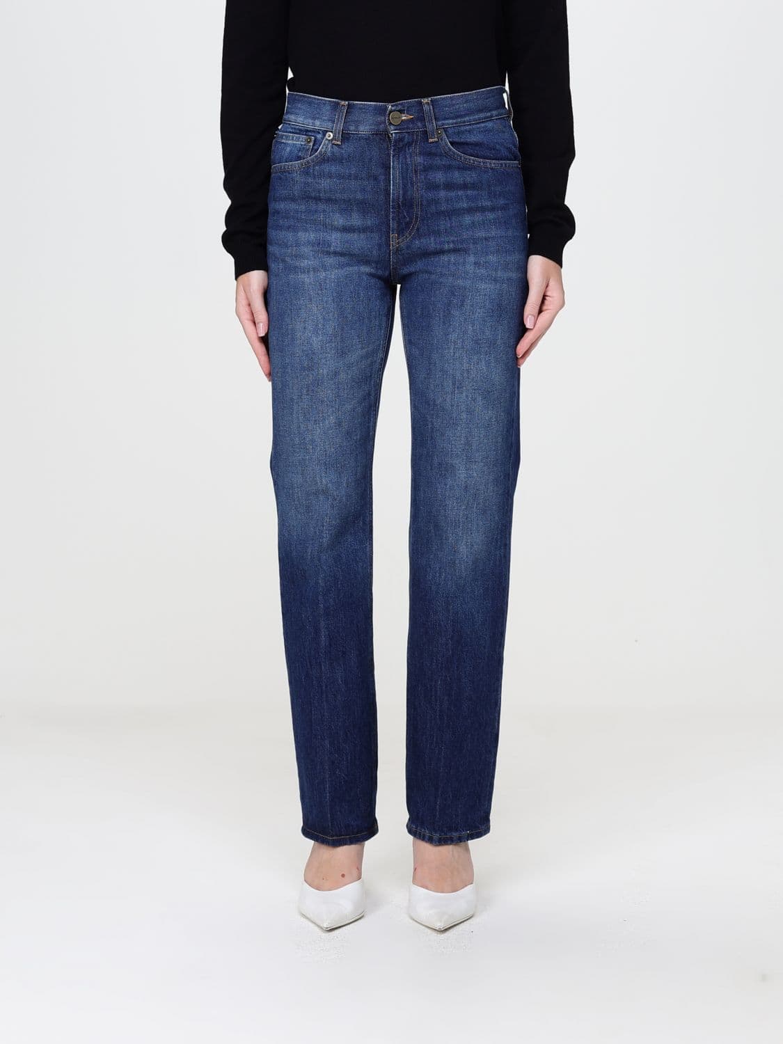 Dondup Mid-Rise Straight Fit 5-Pocket Jeans in Cotton Denim