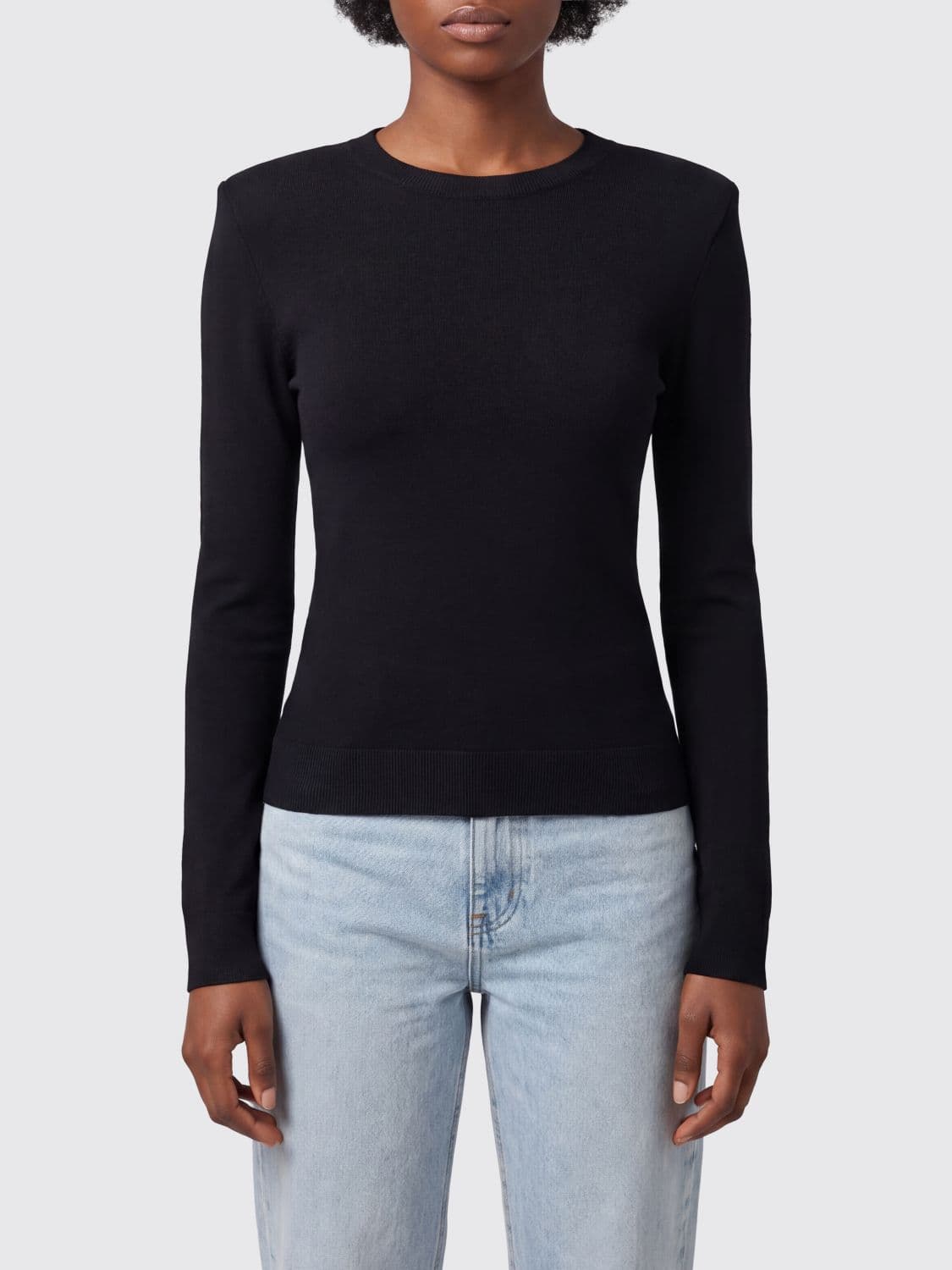 Dondup Slim Fit Viscose Blend Crewneck Jumper with Padded Shoulders
