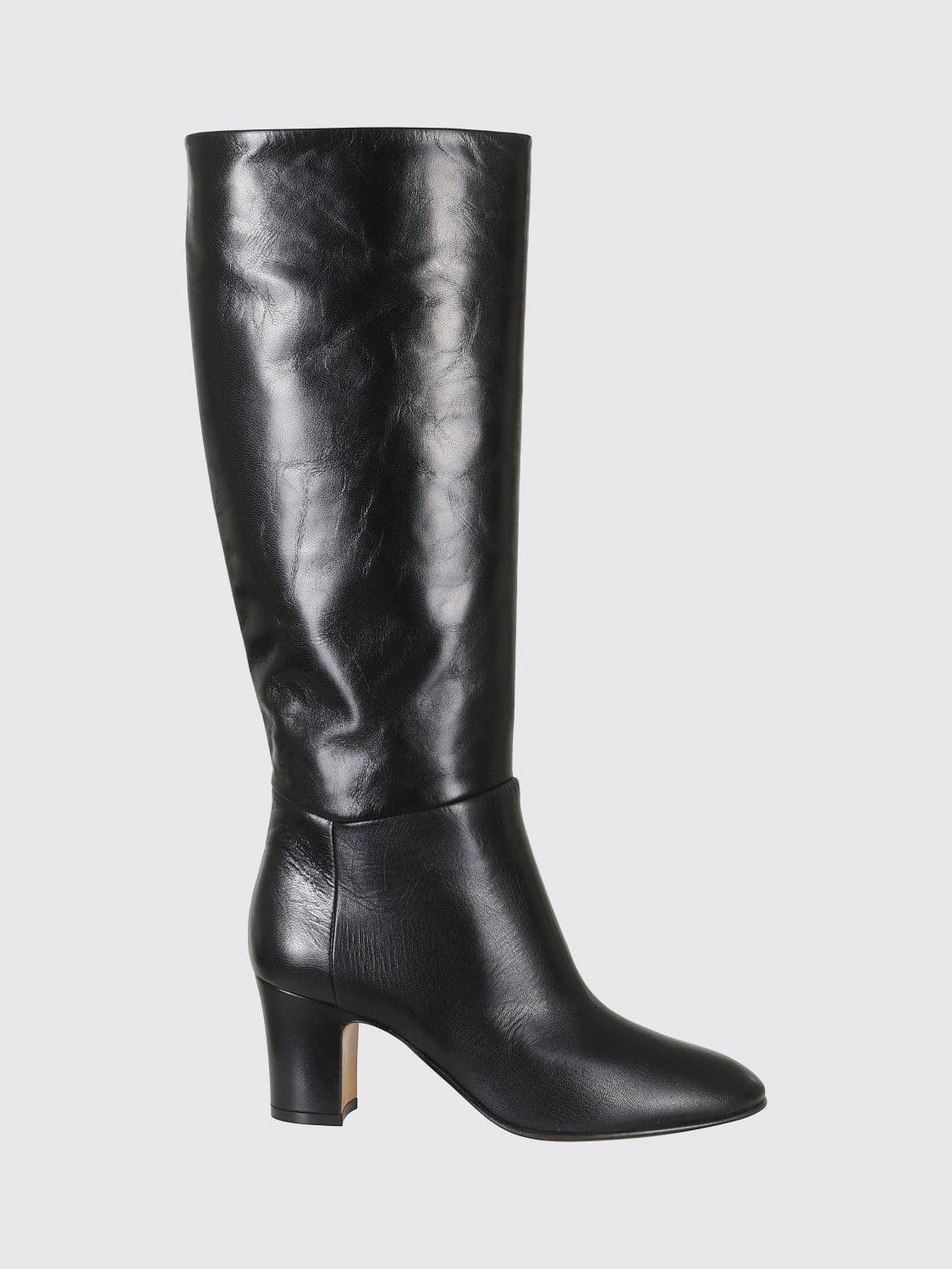 Alberta Ferretti Smooth Leather Knee-High Boots with Mid Heel