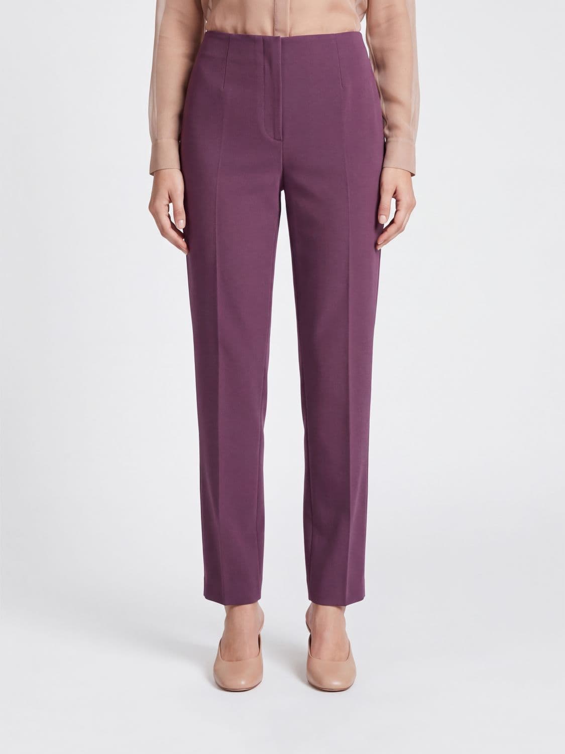 Alberta Ferretti High-Waisted Skinny Trousers in Wool Blend