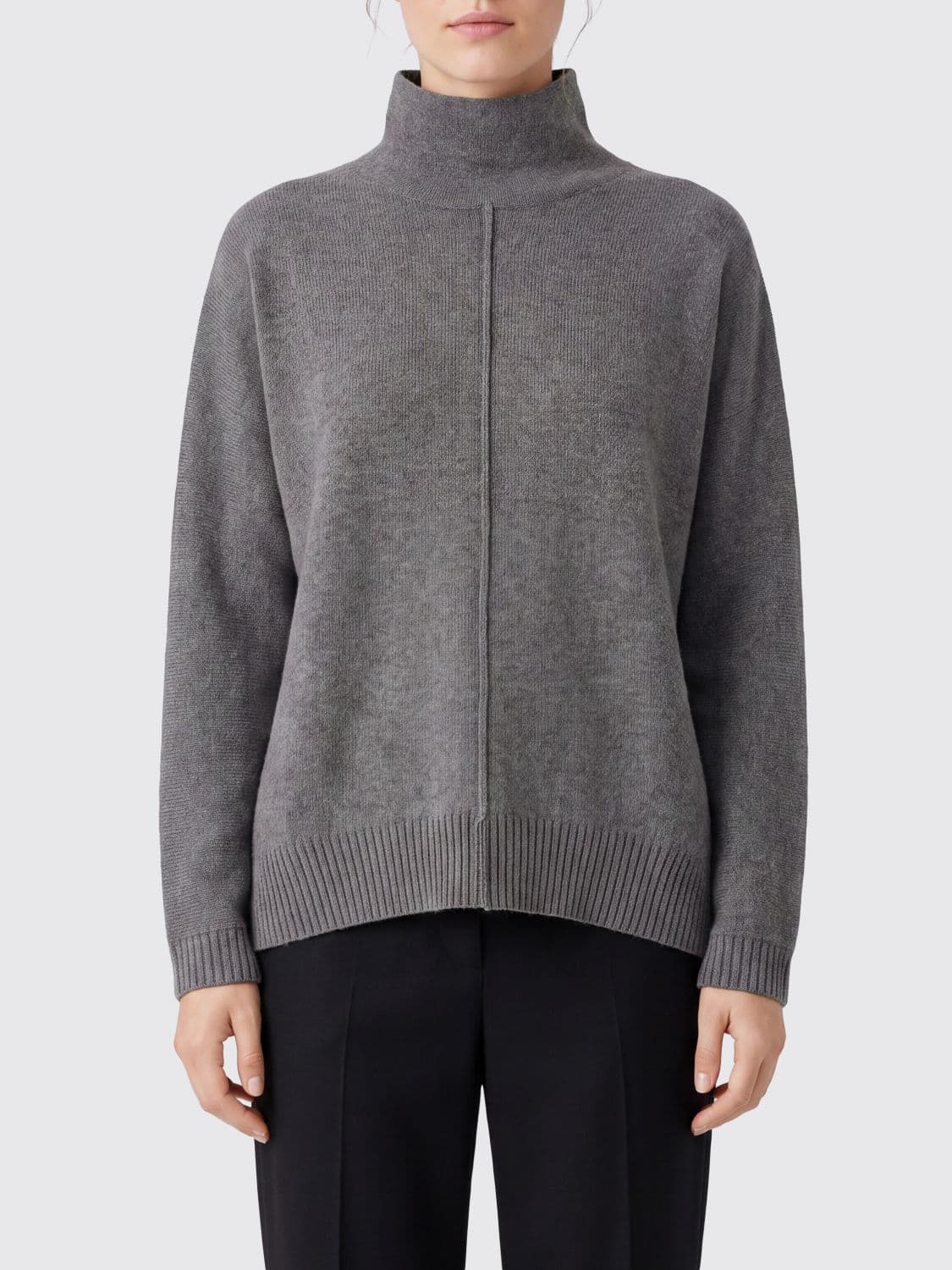 Alberta Ferretti Pure Cashmere Turtleneck Jumper with Ribbed Trims