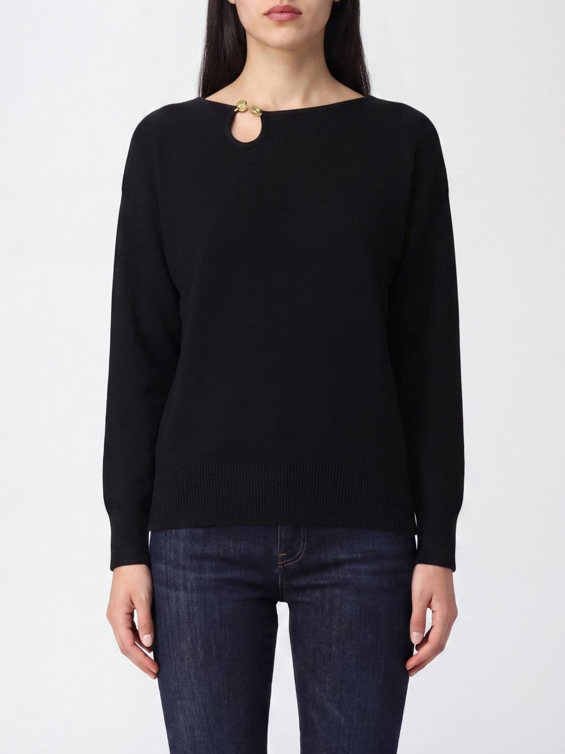 Alberta Ferretti Silk and Cashmere Crewneck Jumper with Piercing Detail