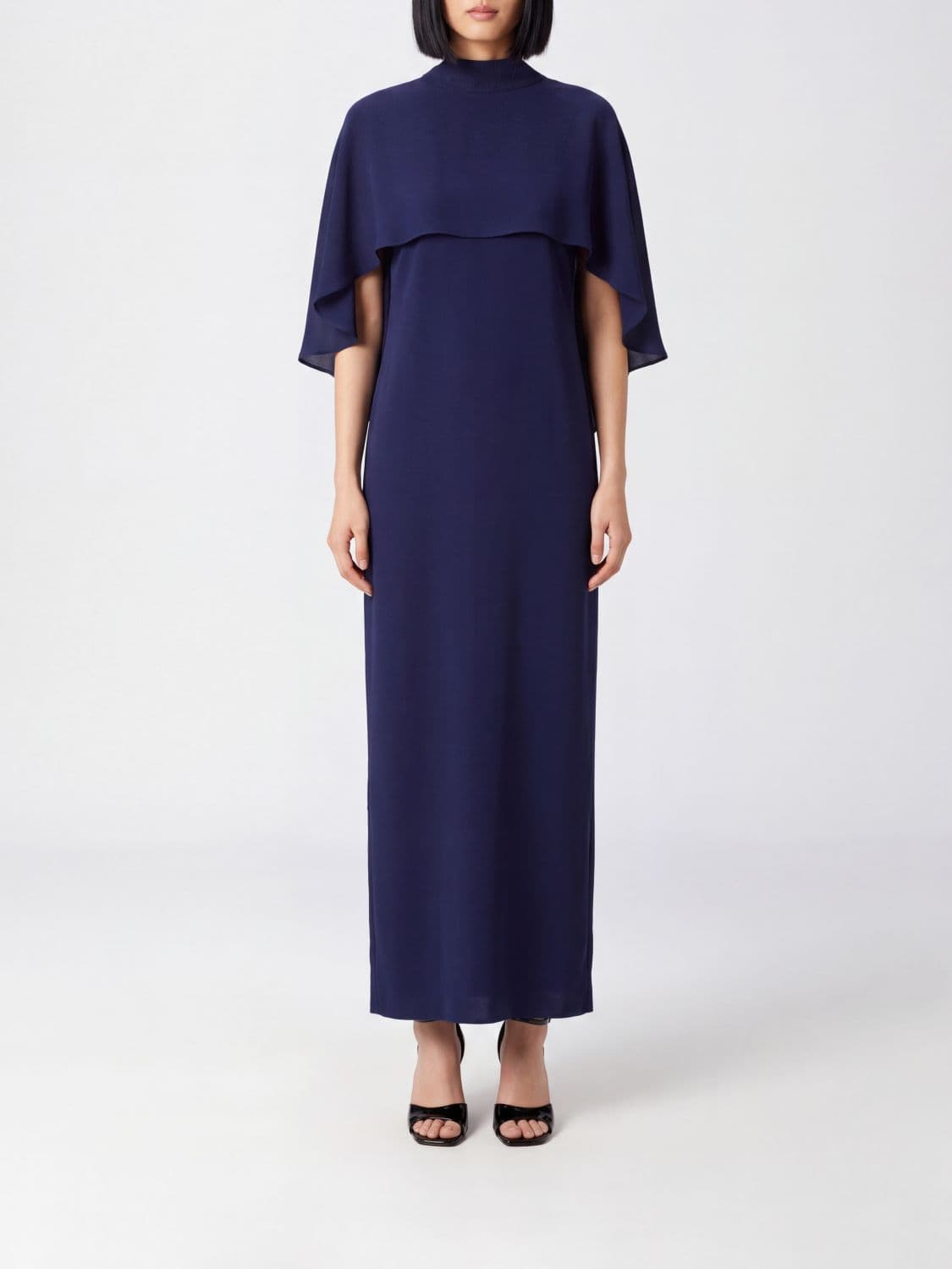 Alberta Ferretti Sleeveless Crêpe Sheath Long Evening Gown