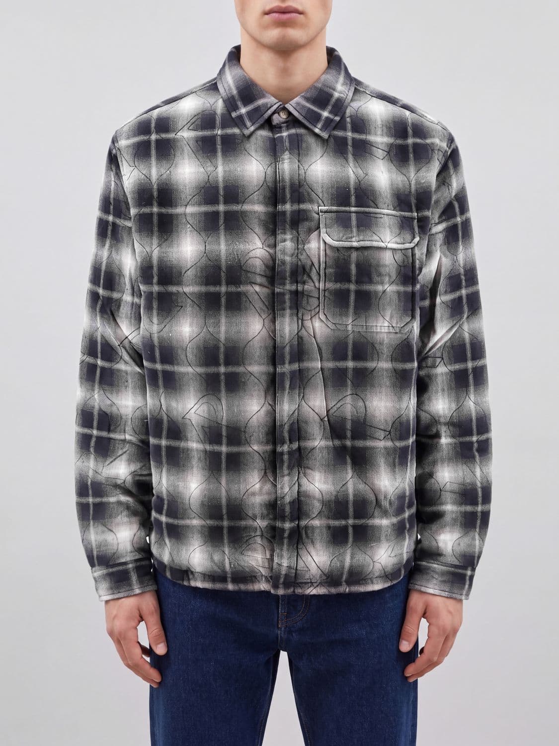 Represent Short-Sleeved Check Cotton Shirt with Patch Pockets