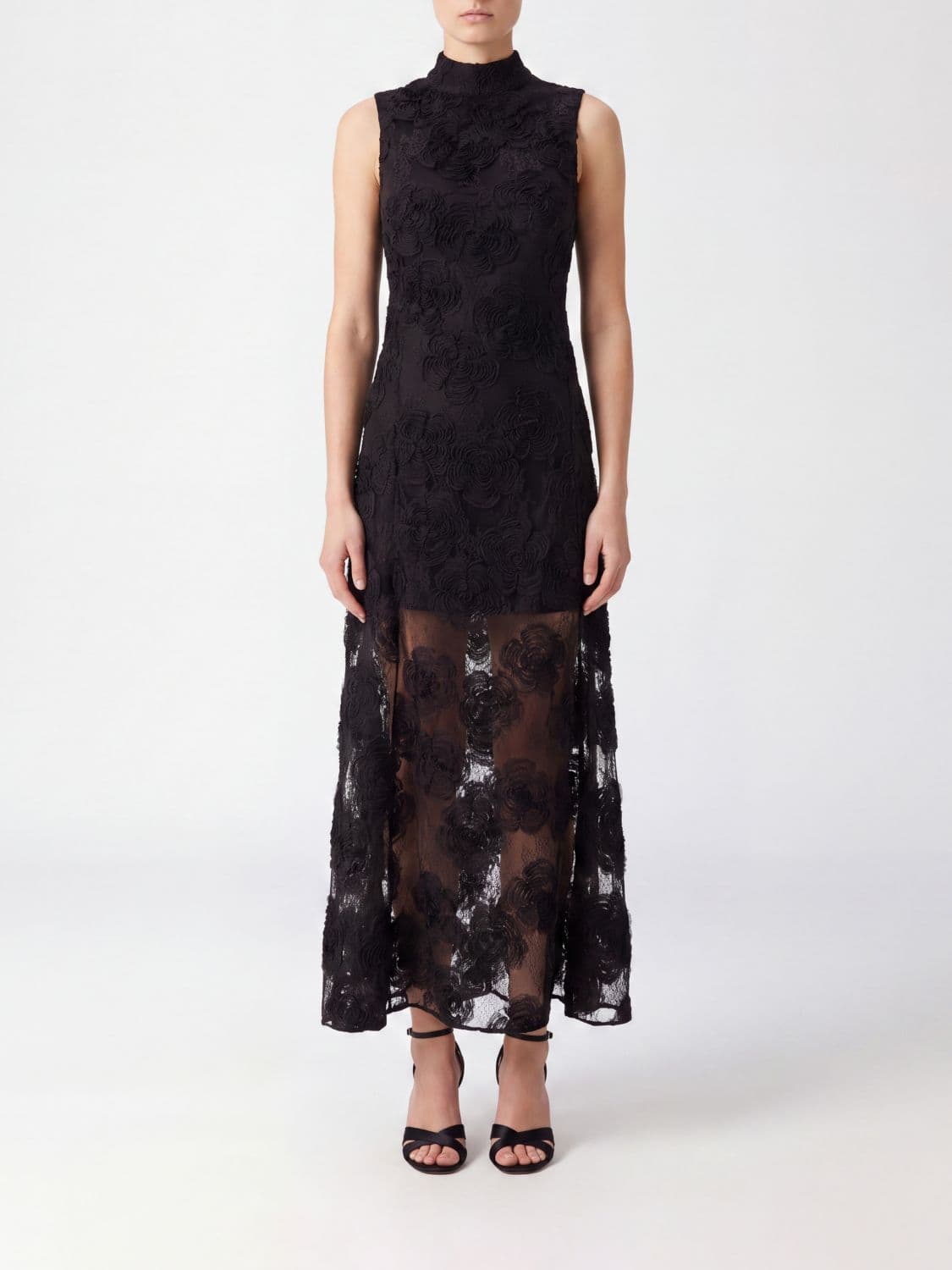 Rotate Floral A-Line Off-Shoulder Mesh Midi Dress