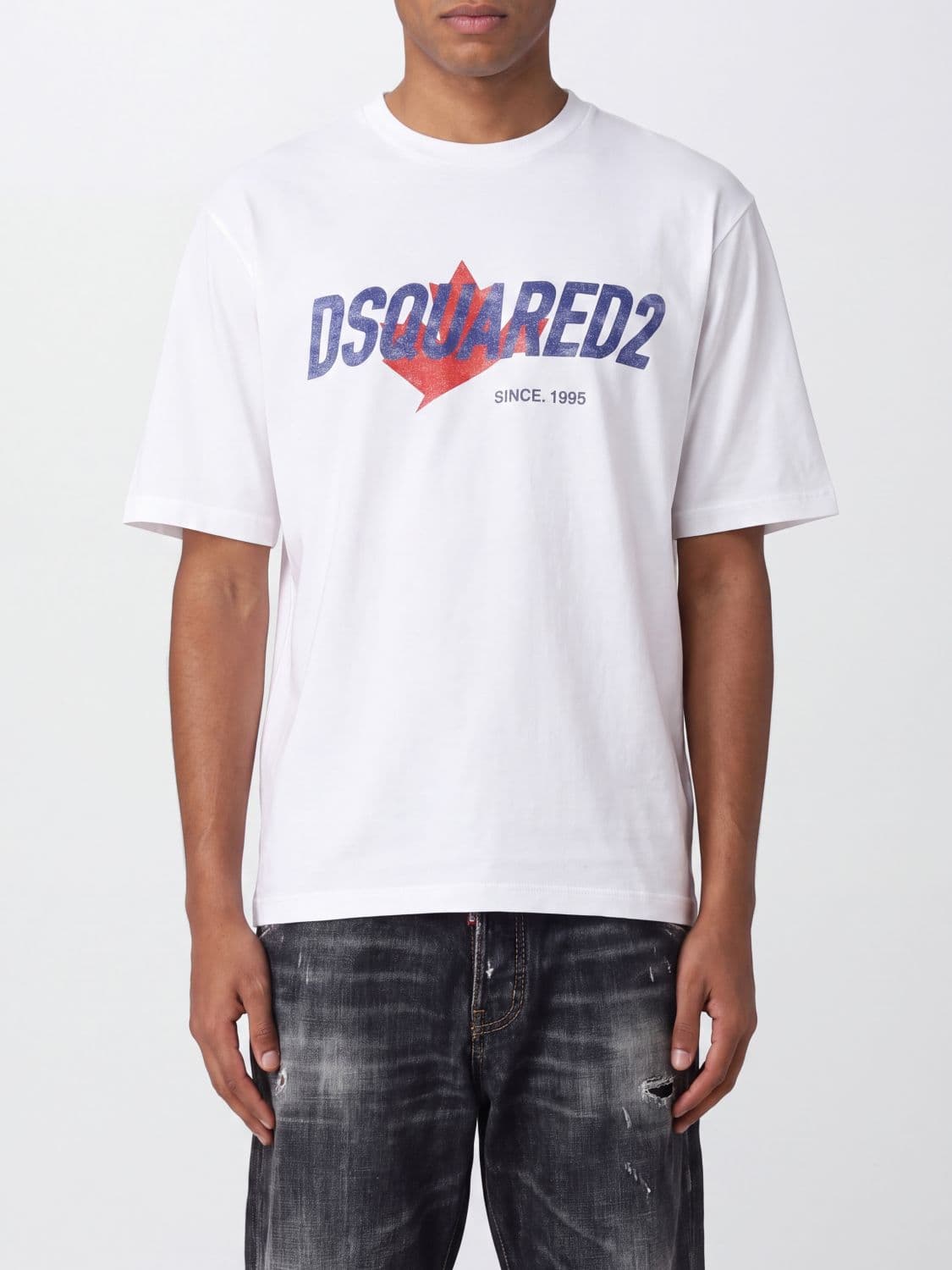 Dsquared2 Cotton T-Shirt with Printed Logo and Dropped Shoulders