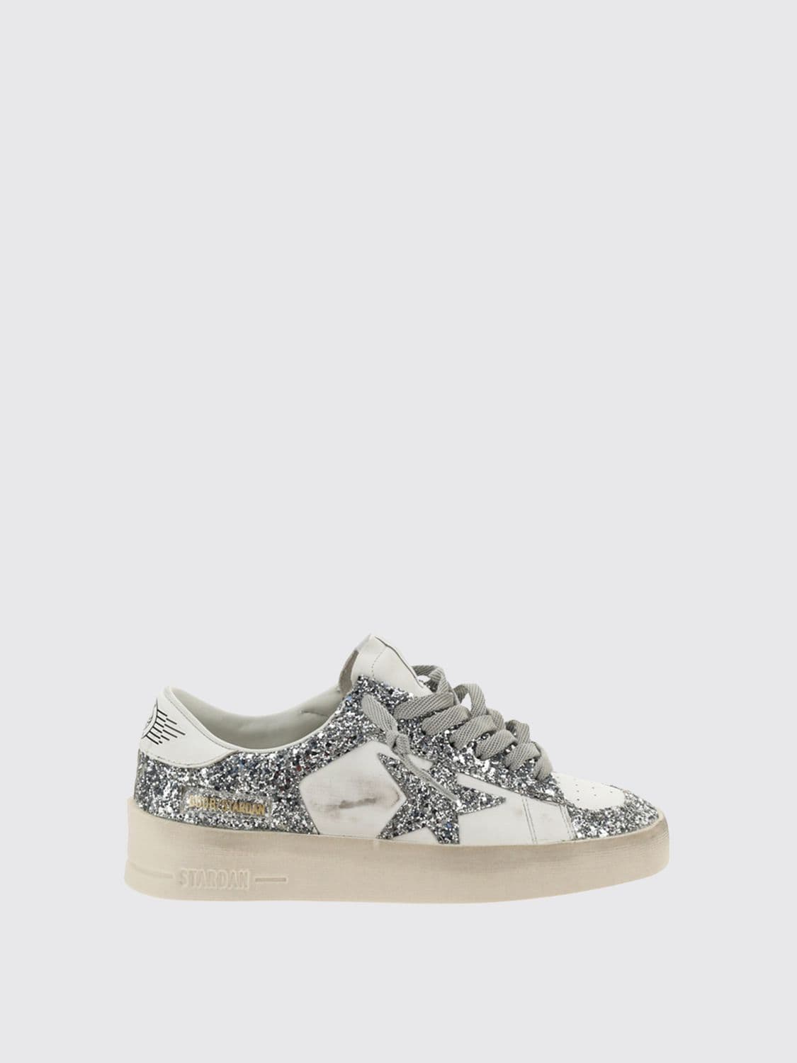 Golden Goose Stardan Glitter Leather Sneakers with Distressed Effect