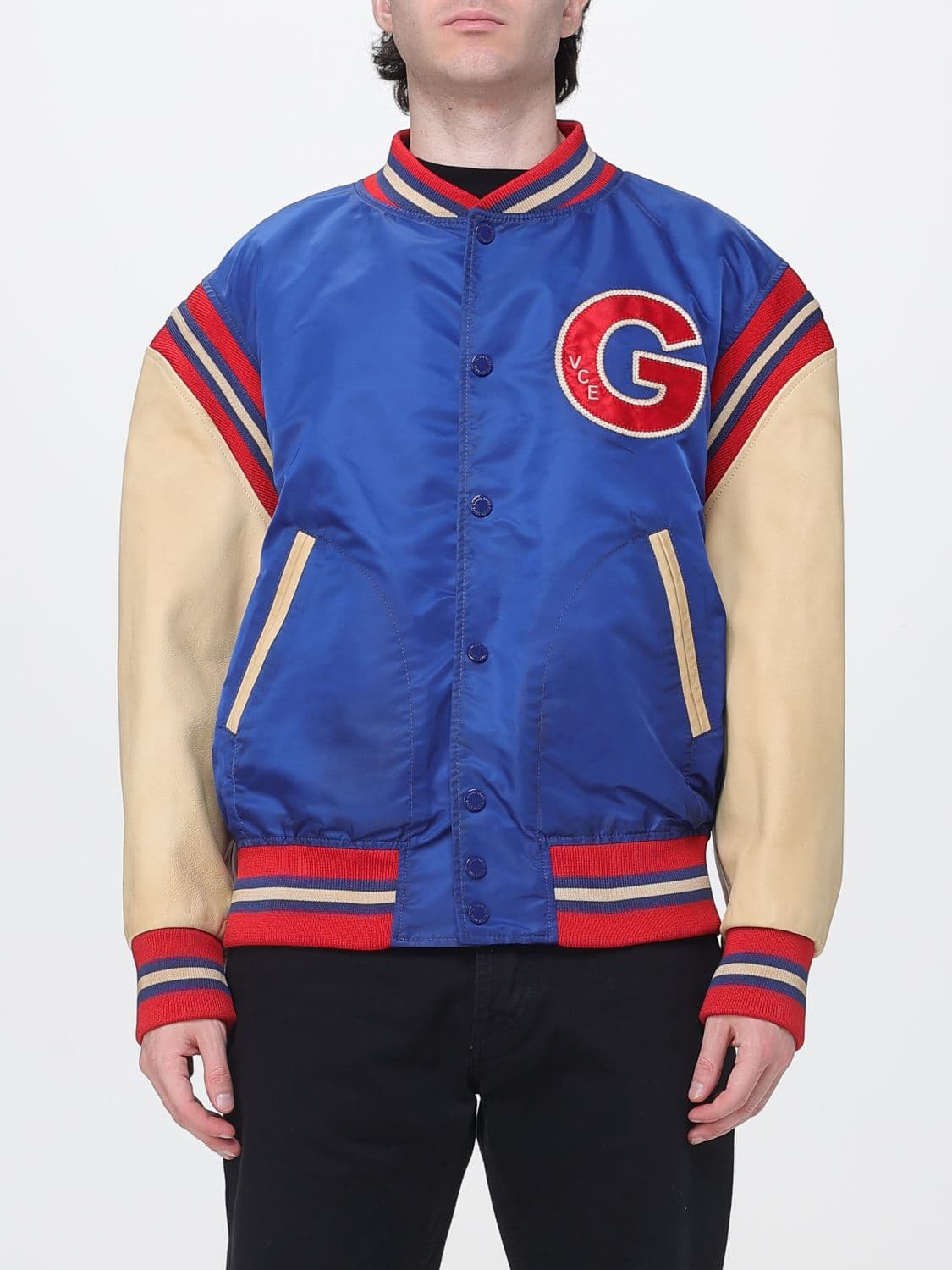 Golden Goose College-Style Nylon Bomber Jacket with Contrasting Logo