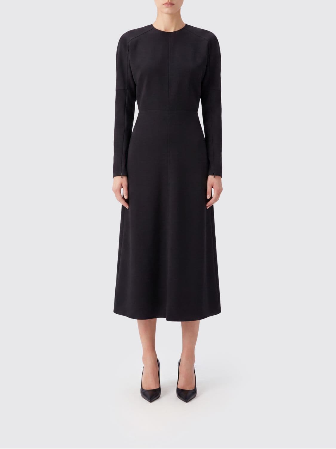 Victoria Victoria Beckham Dolman Midi Dress in Viscose Blend with Long Sleeves