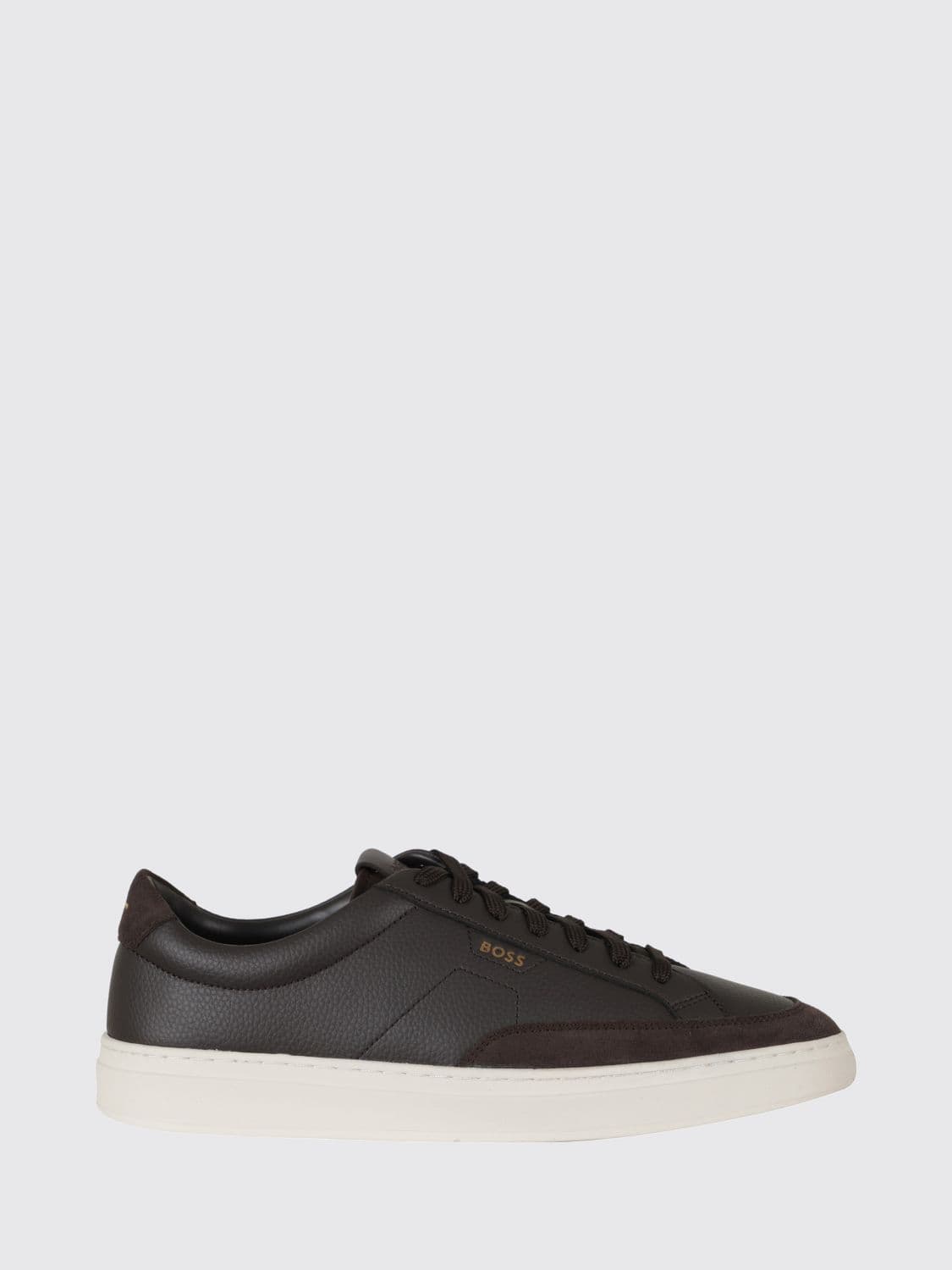 Boss Kieran Low-Top Trainers in Grained Leather with Printed Logo