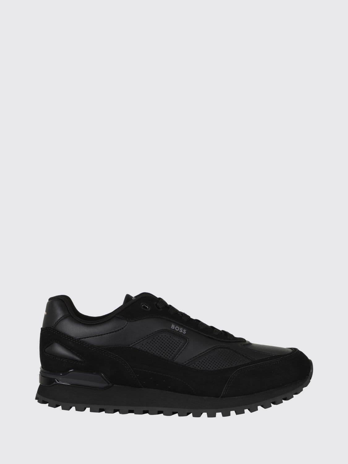 Boss Parkour-L Trainers in Leather and Suede with Serrated Sole