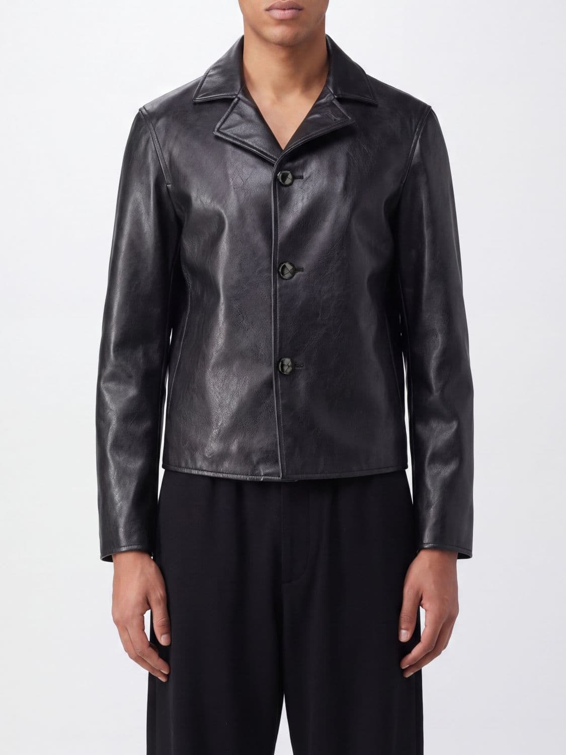 Mm6 Maison Margiela Single-Breasted Blazer in Faux Leather with Lapels