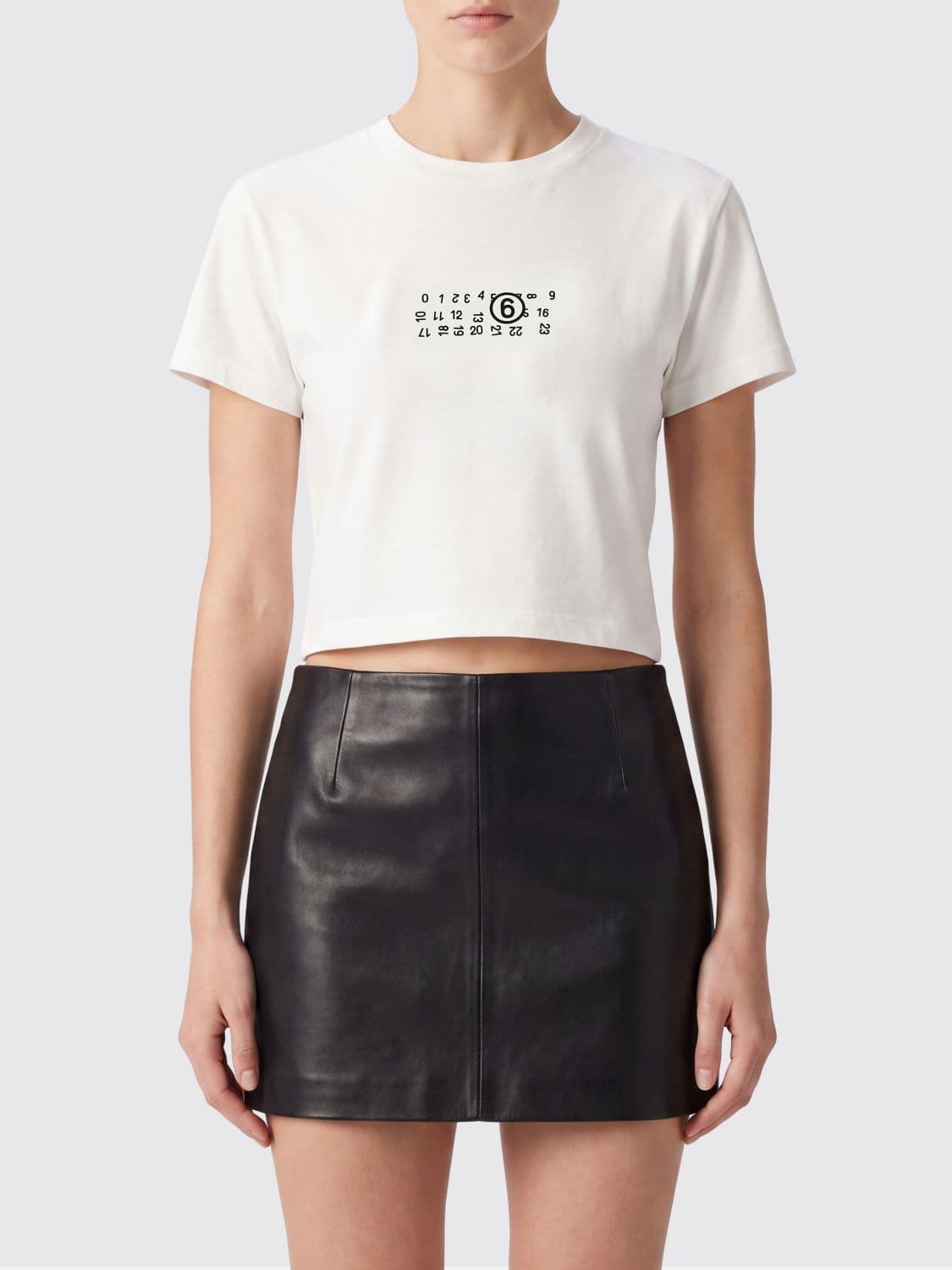 Mm6 Maison Margiela Slim Fit Cotton T-shirt with Numeric Logo on the Back