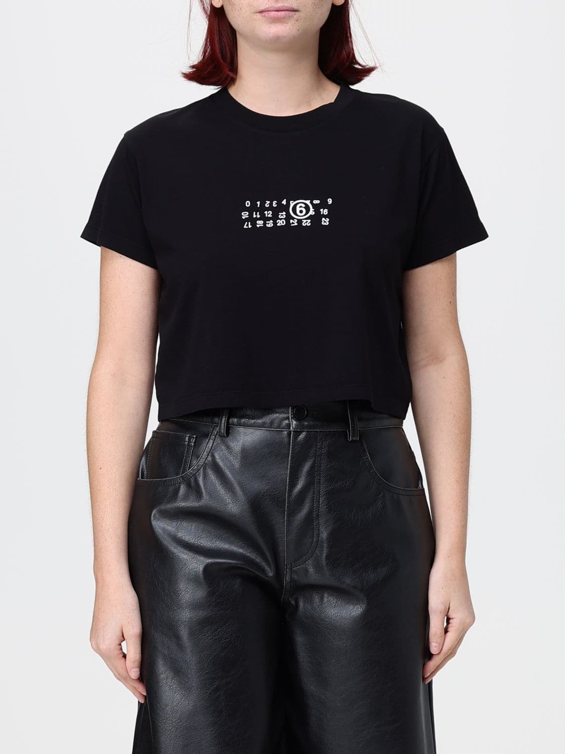 Mm6 Maison Margiela Slim Fit Cotton T-shirt with Numeric Logo on the Back
