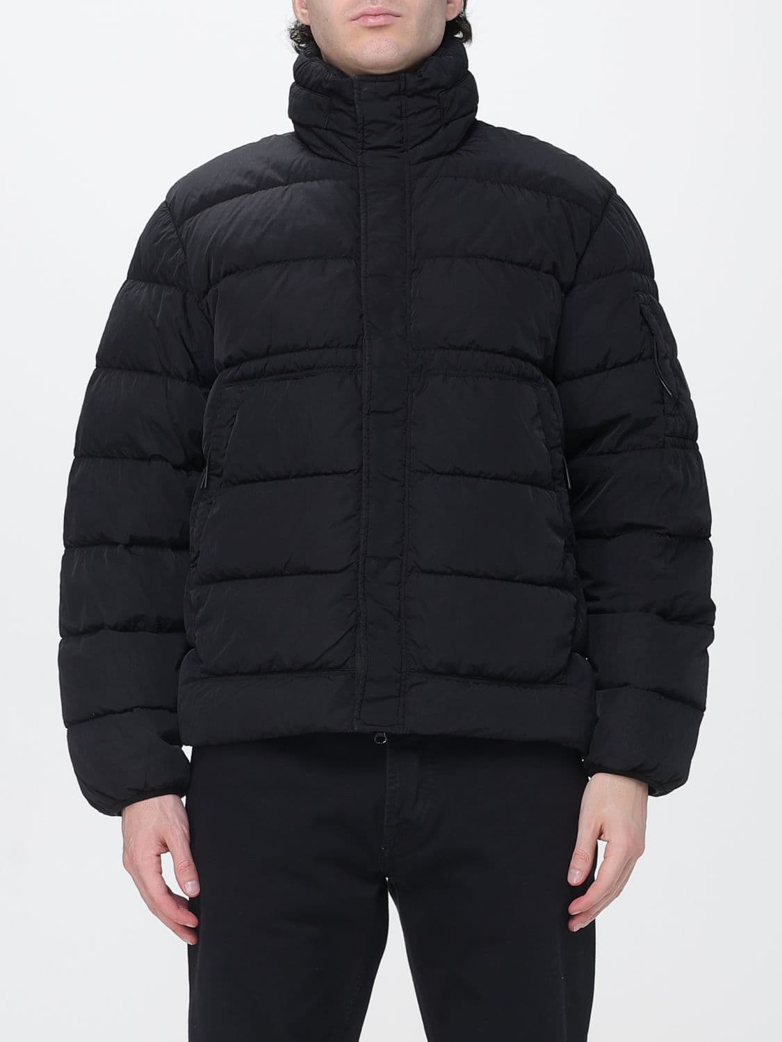 C.p. Company C. P. COMPANY Quilted Nylon Short Puffer Jacket with High Neck and Logo
