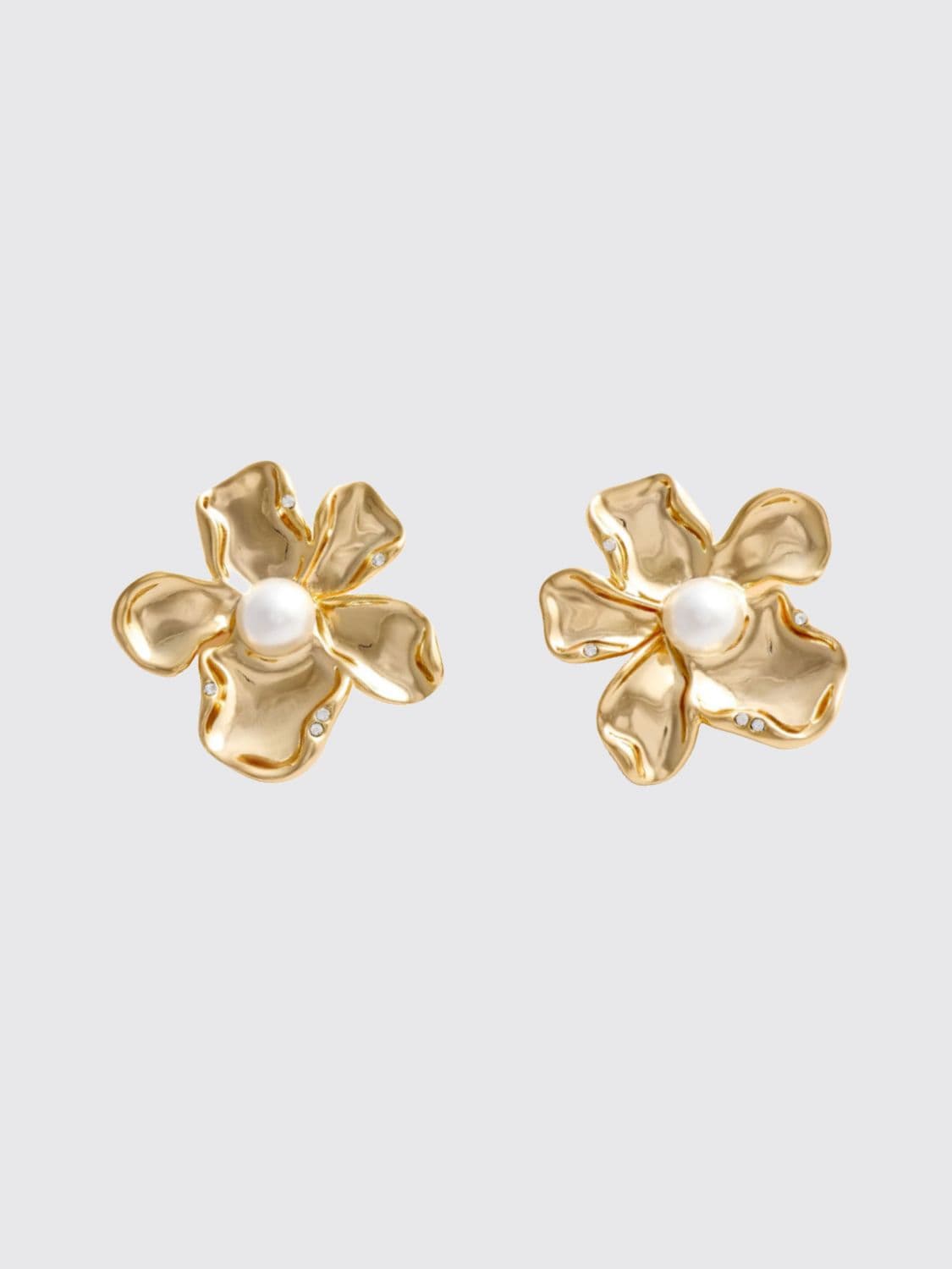 Self-Portrait Flower-Shaped Pendant Earrings with Crystals and Pearls · OS