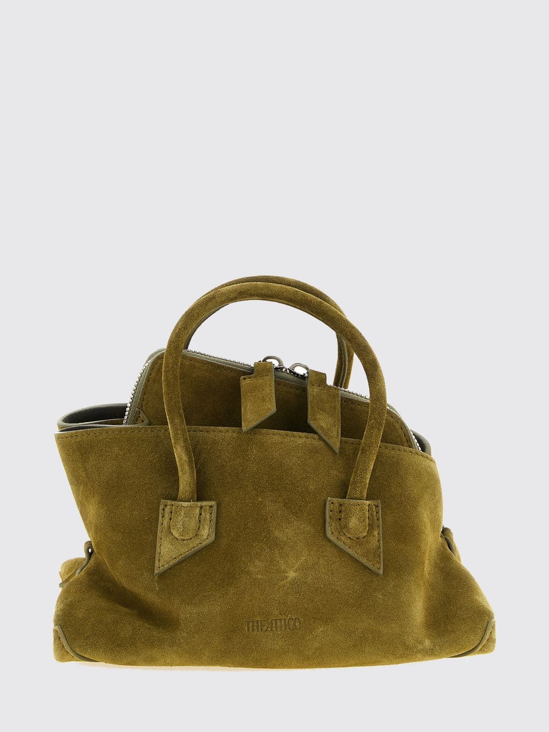 The Attico La Passeggiata Suede Leather Handbag with Double Handle
