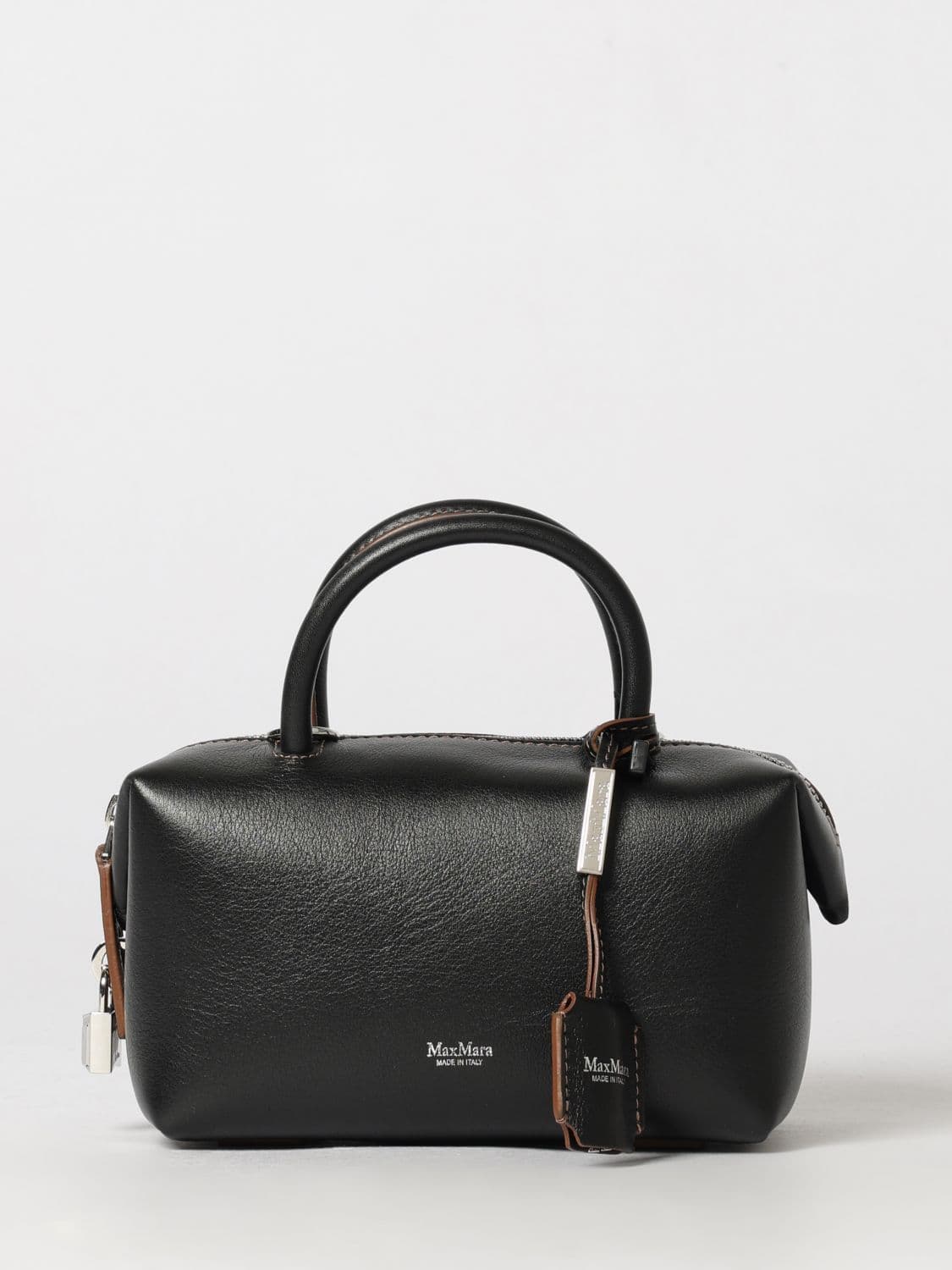 Max Mara Holdall Mini Smooth Leather Boston Bag with Charm · OS