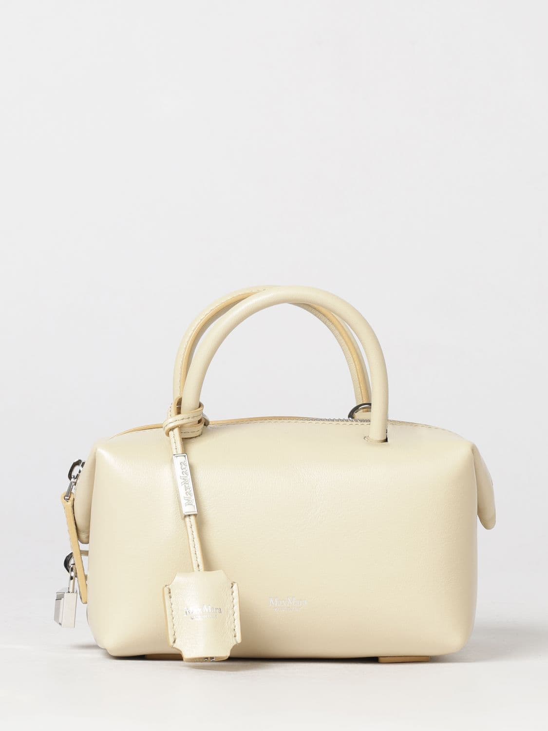 Max Mara Holdall Mini Smooth Leather Boston Bag with Charm