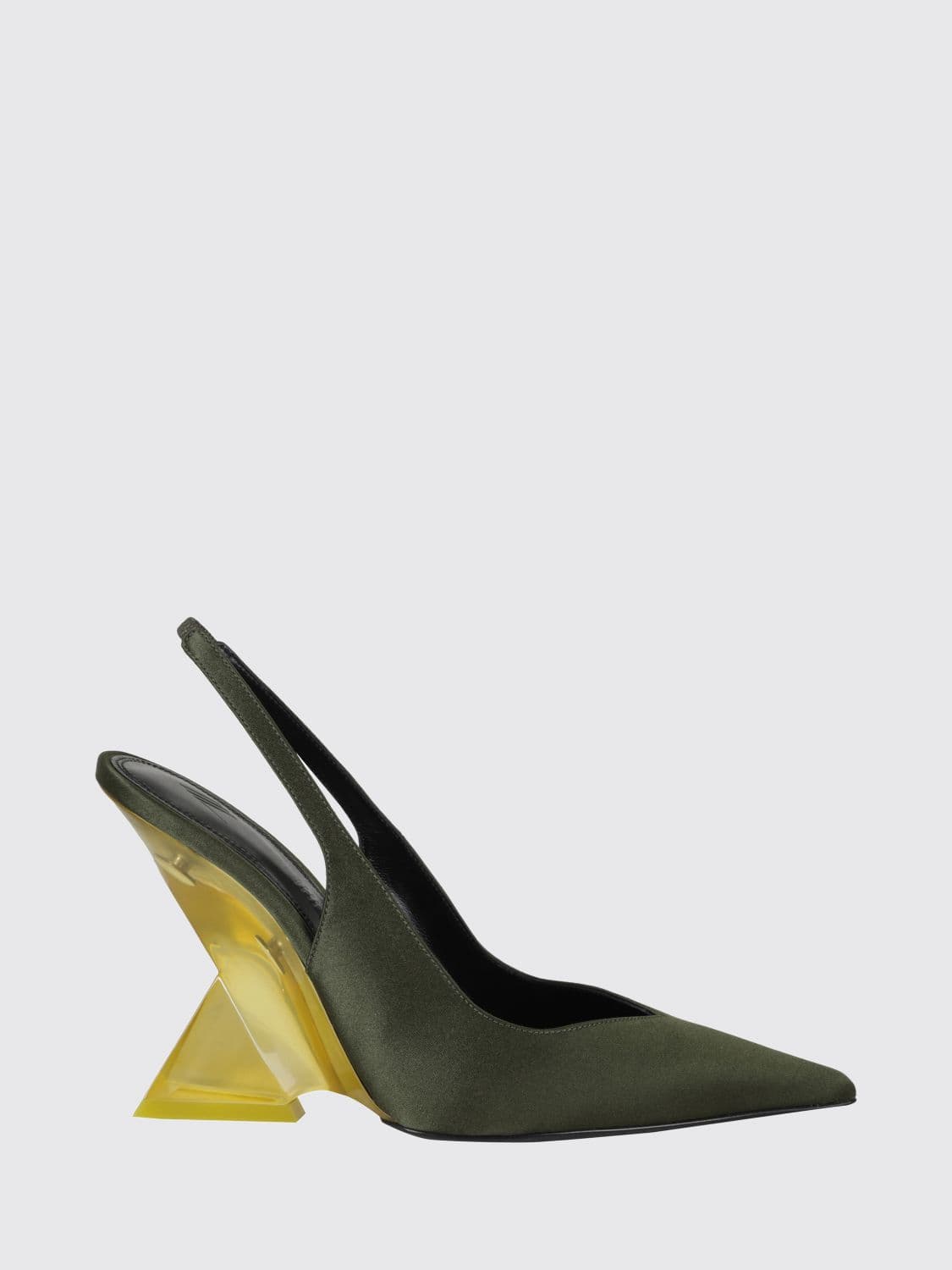 The Attico Cheope Satin Slingback Pumps with a High Sculptural Wedge