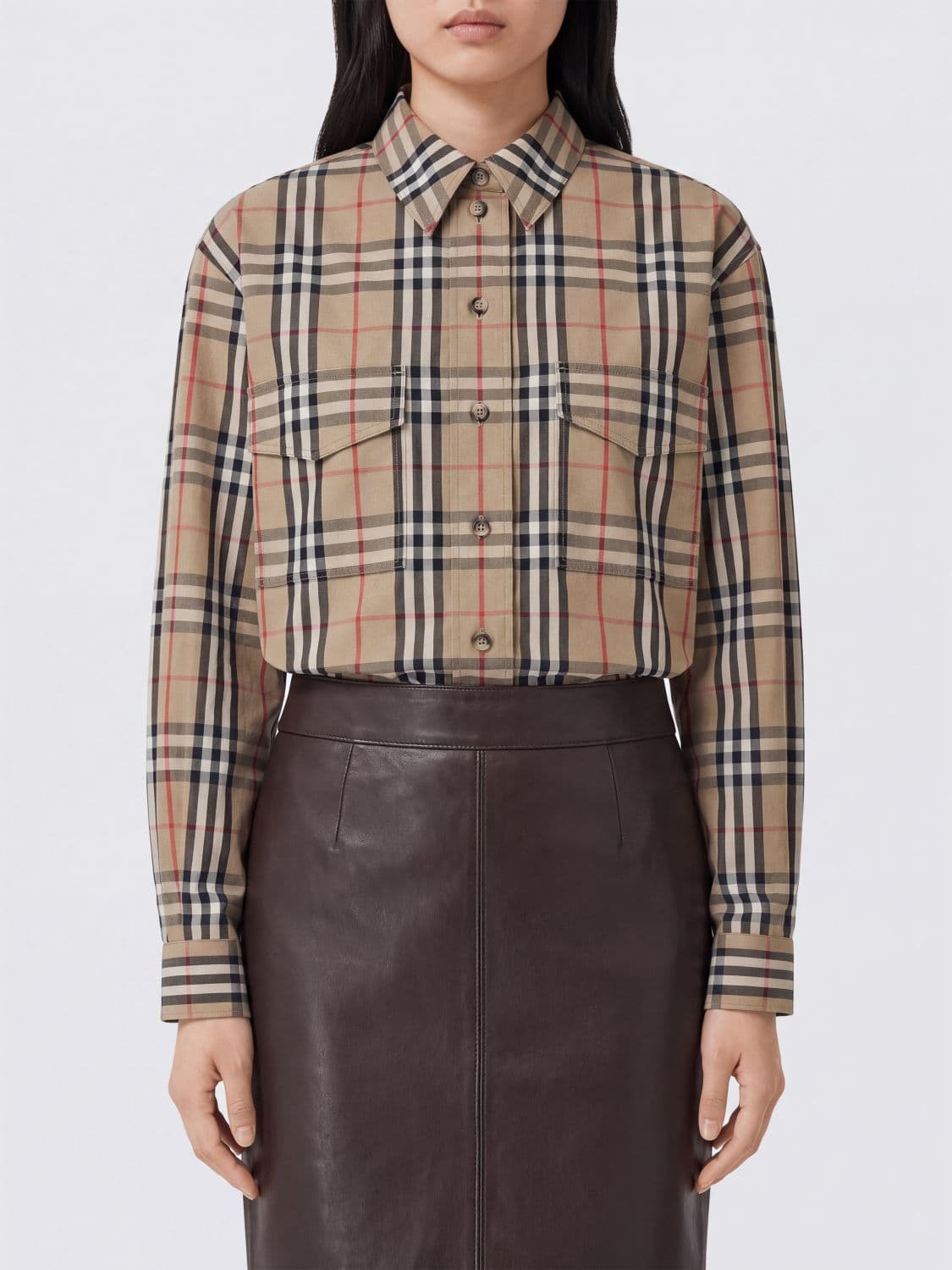 Burberry Vintage Check Cotton Shirt with Concealed Buttoning