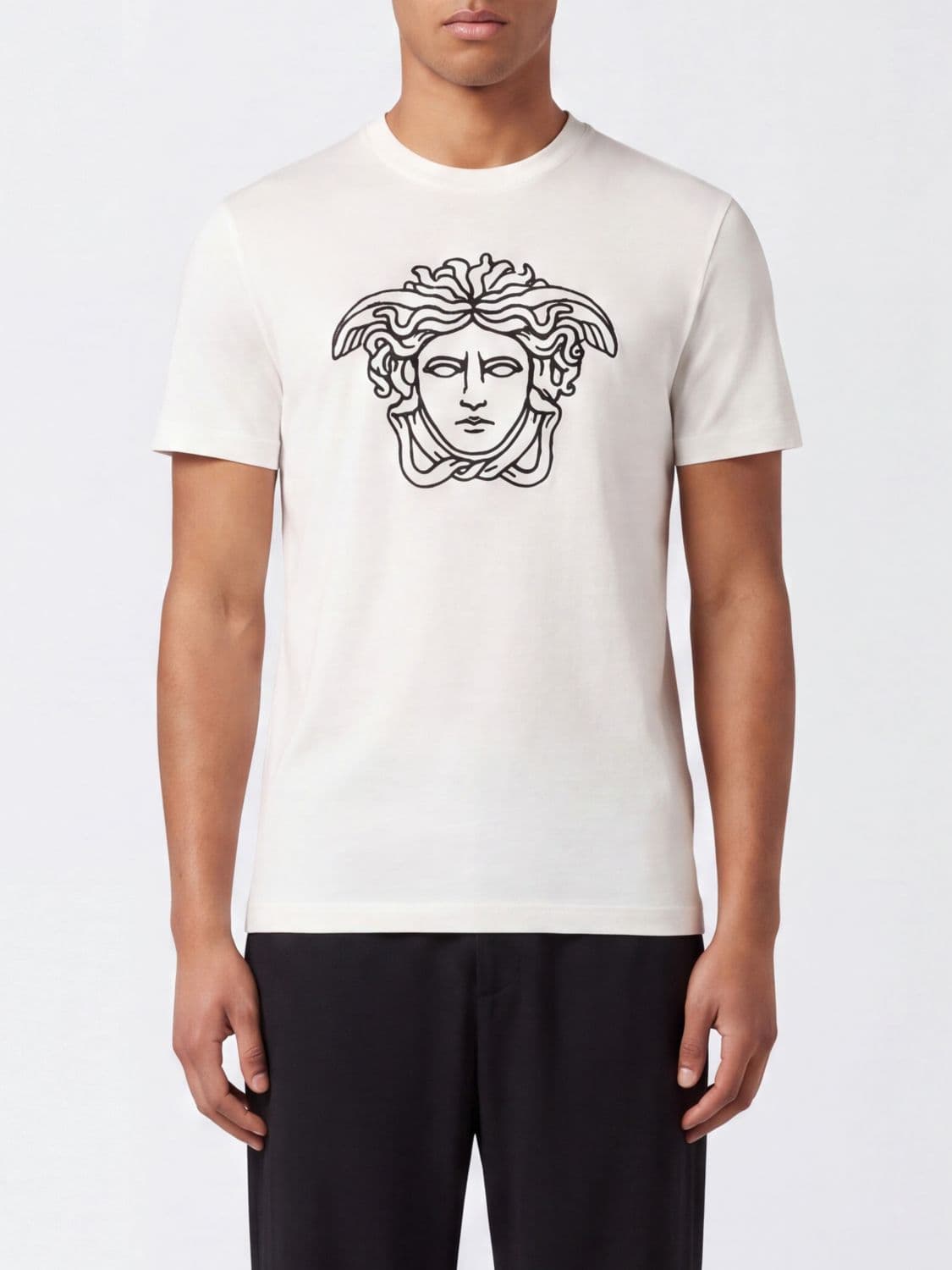 Versace Slim Fit Cotton T-Shirt with Medusa Graphic Print