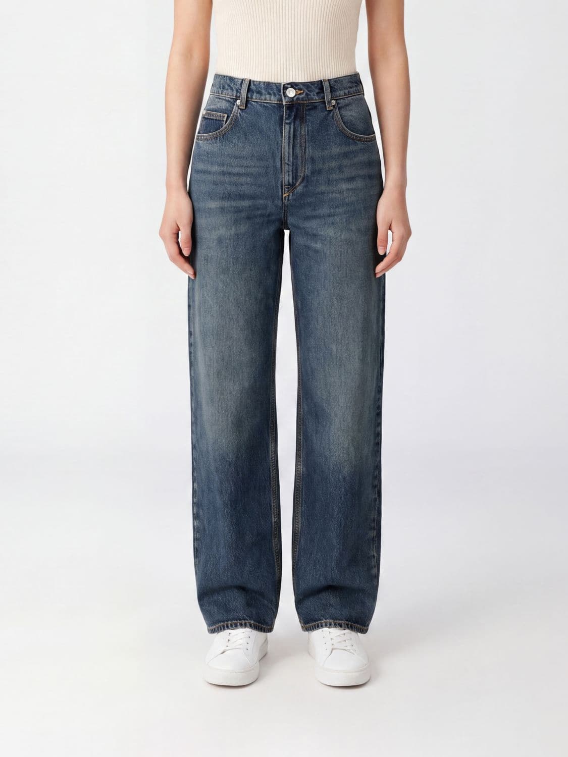 Isabel Marant Dromie High-Waisted Straight Leg Stretch Denim Jeans
