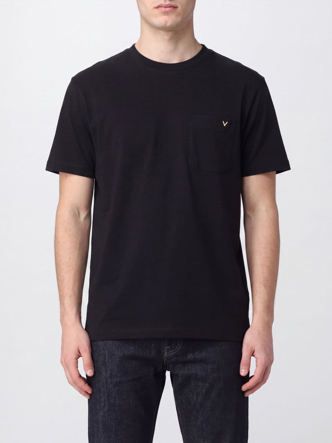 Valentino Garavani Cotton T-Shirt with Pocket and VLogo Signature