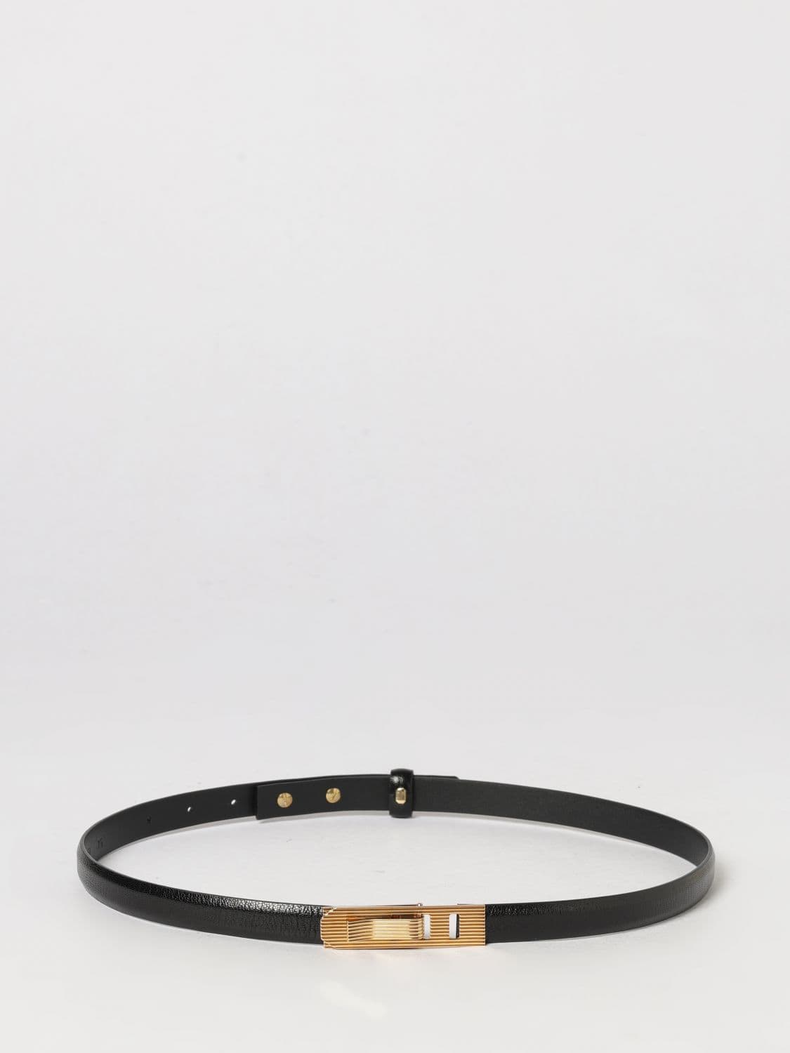 Alberta Ferretti Smooth Leather Belt with Keeper Loop and Interlocking Clasp