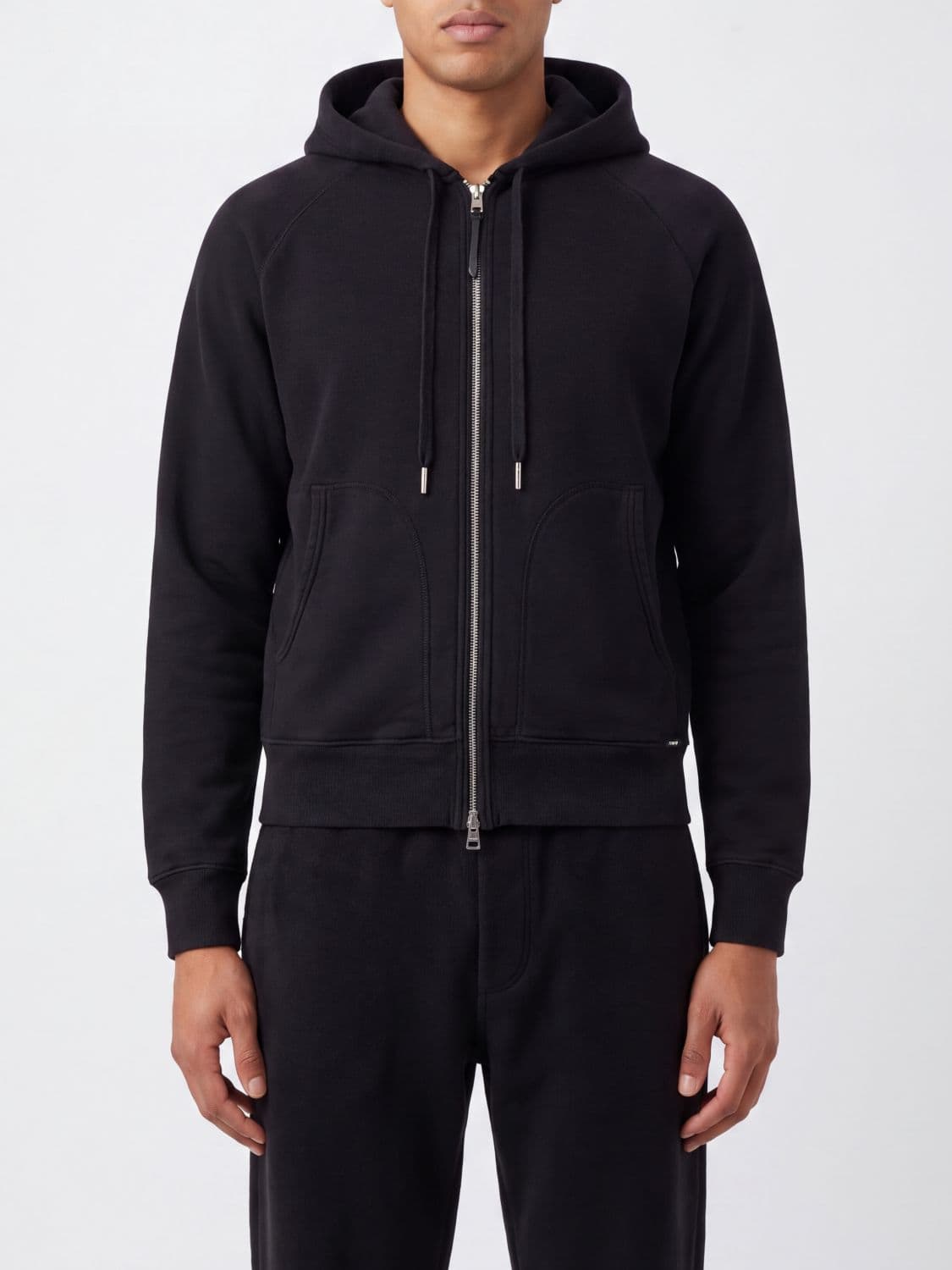 Tom Ford Cotton Hoodie with Drawstring and Zip Closure