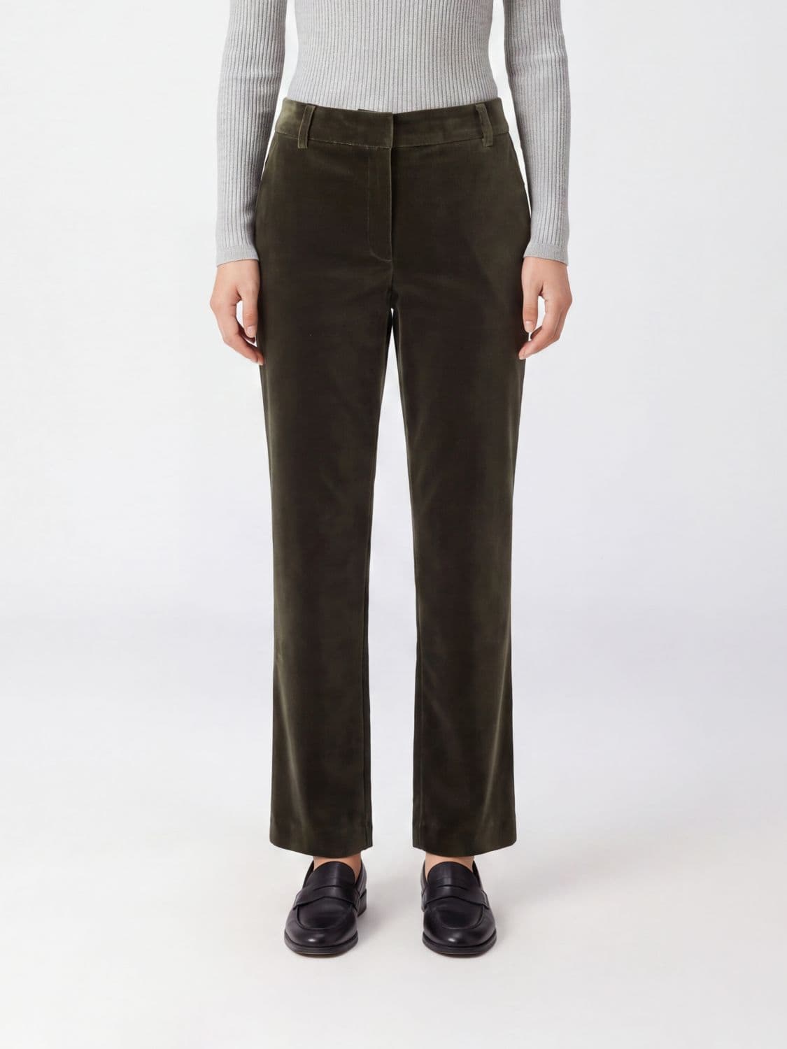 La Doublej Mid-Rise Straight Leg Cotton Velvet Trousers