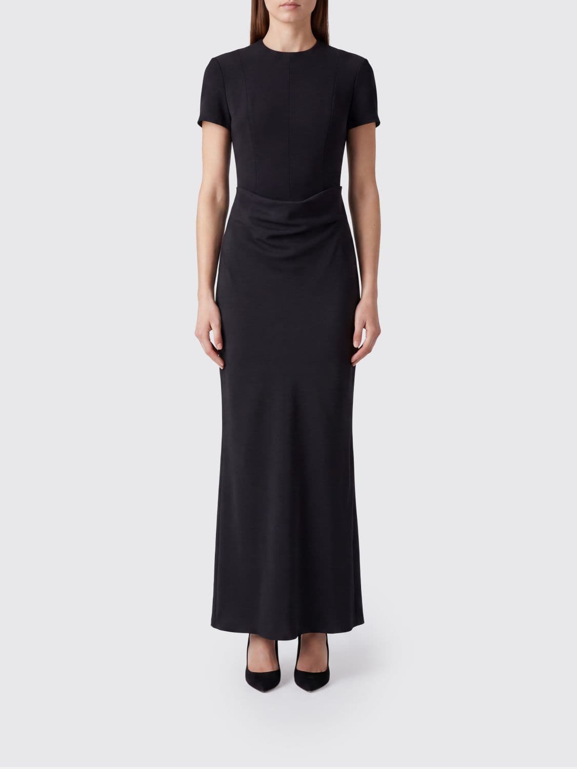 Rotate Short-Sleeved Sheath Midi Dress in Recycled Polyester Crêpe