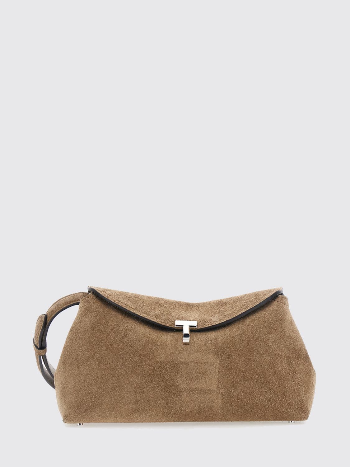 Toteme T-Lock Suede Clutch with Metallic Monogram · OS