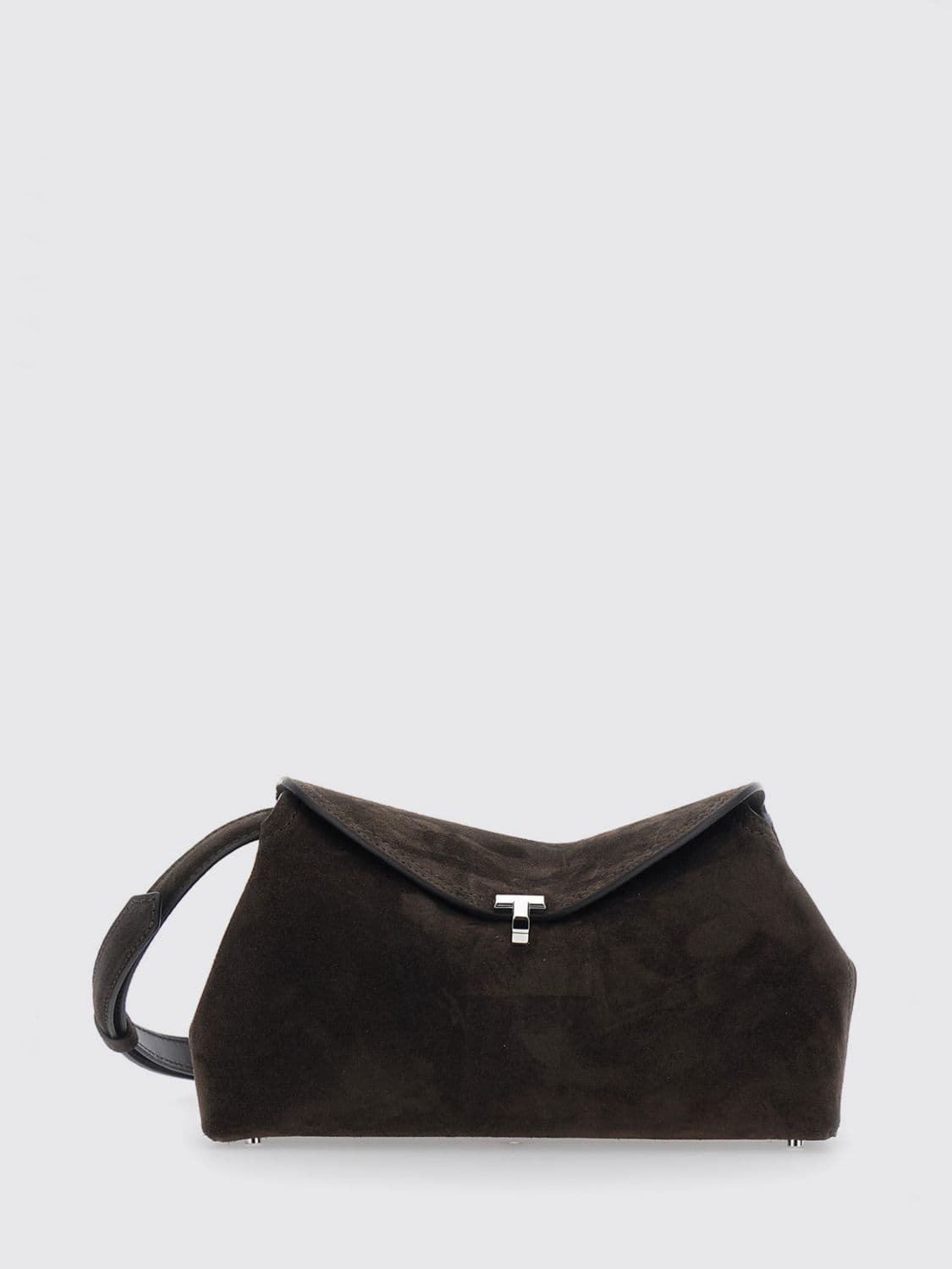 Toteme T-Lock Suede Clutch with Metallic Monogram · OS